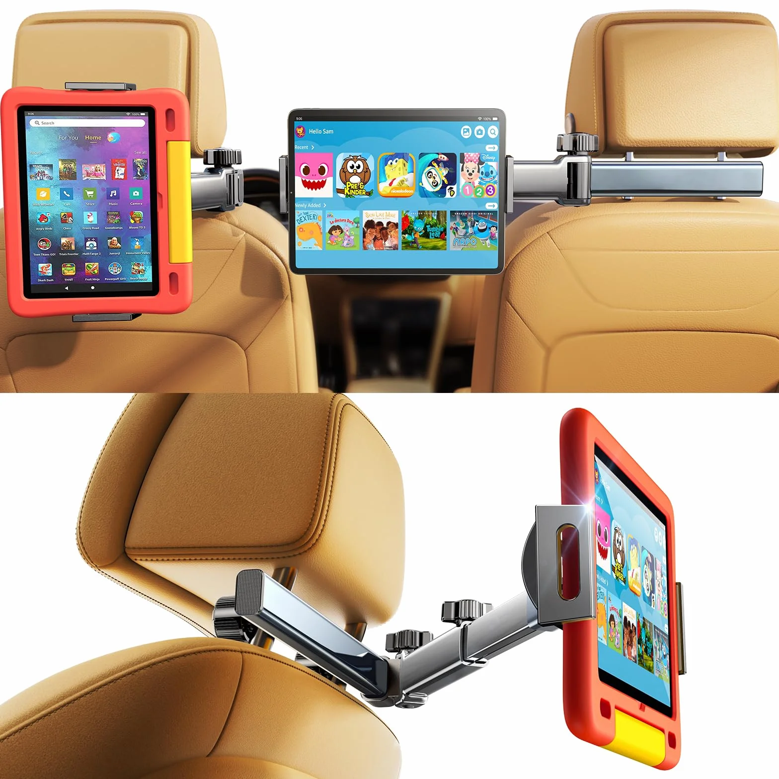 LISEN uniwersalny uchwyt samochodowy na iPad, uchwyt na tablet do samochodu, organizer na telefon do wnętrza pojazdu, wysuwany uchwyt samochodowy na tablet, akcesoria podróżne do iPad Air/Samsung/oraz