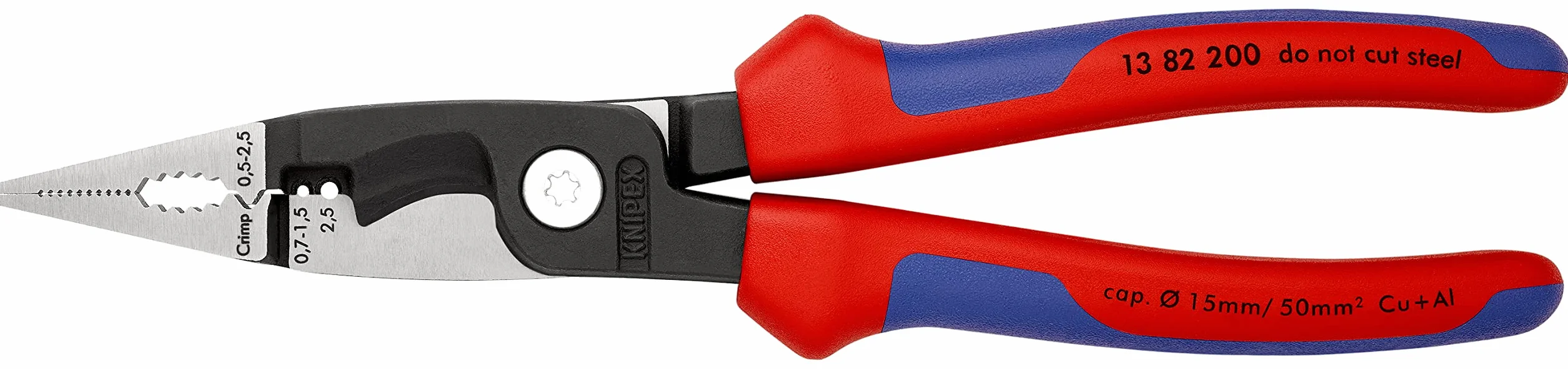 KNIPEX Szczypce do prac elektroinstalacyjnych w opakowaniu z zawieszką z rękojeściami Comfort 200 mm, 13 82 200 SB