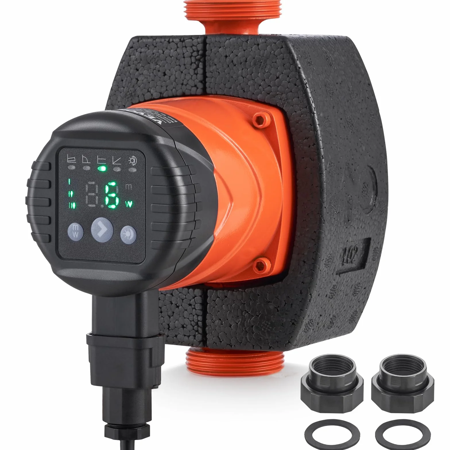 VEVOR Pompa obiegowa do ciepłej wody, LPS25-8BP-180, pompa grzewcza, 67 l/min automatyczna pompa wodna ECM, 220 V 60 W Wysokość odpływu 8 m do systemu ogrzewania wody
