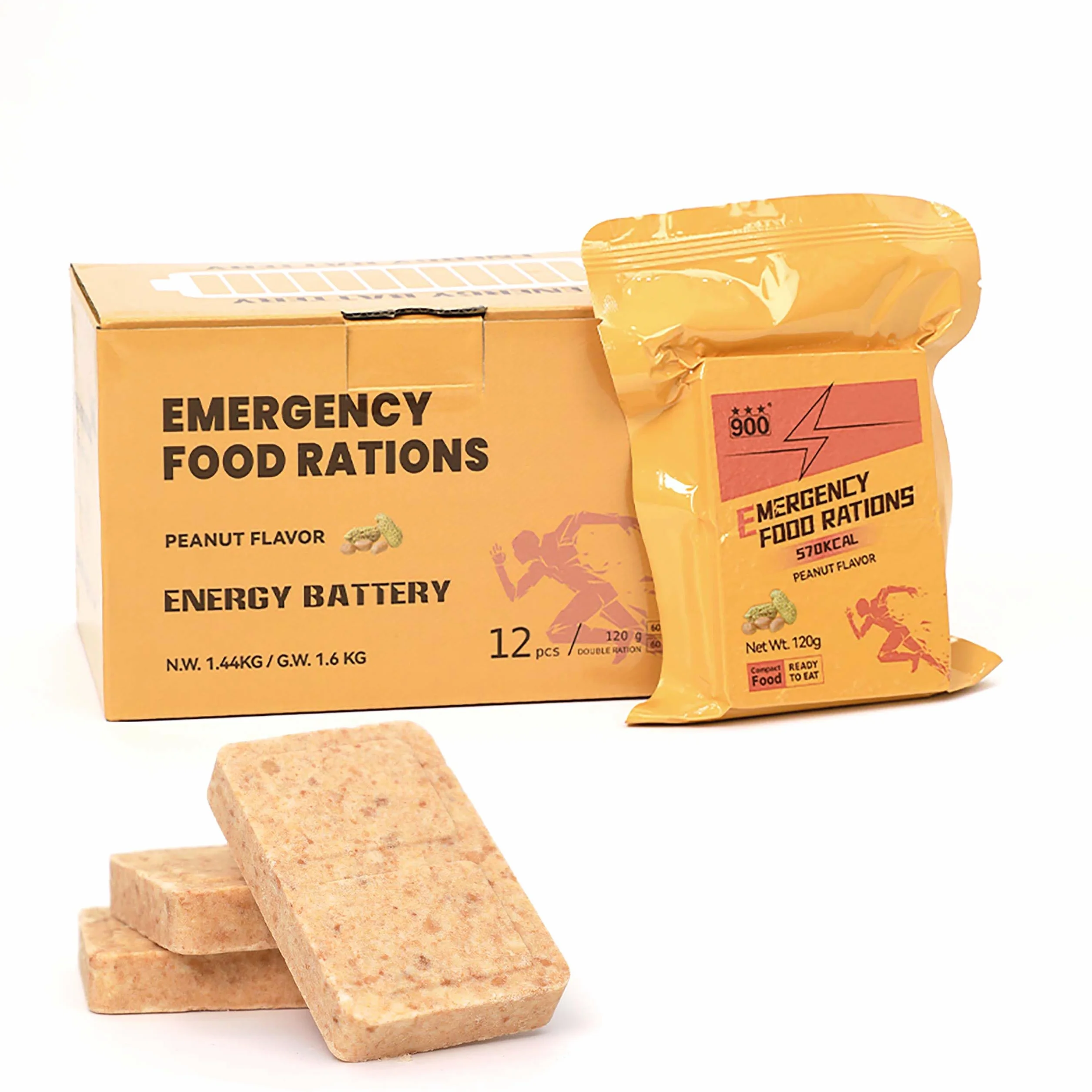 Awaryjne zaopatrzenie w żywność - Peanut Hardtack, Mre Meals Military 2025, bary survivalowe posiłki ratunkowe, kemping piesze wycieczki survivalowe jedzenie batony wysokokaloryczne, 12 sztuk, długi