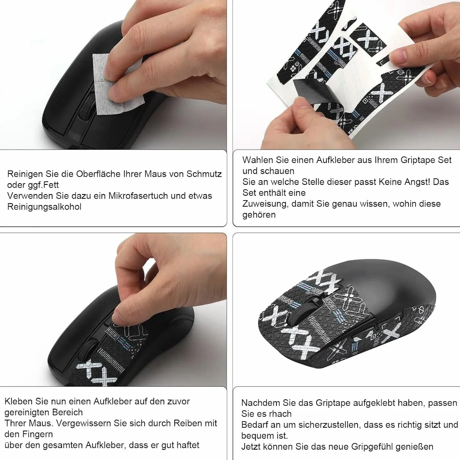 VOSSOT Mouse Grip Tape do Logitech G Pro X Superlight, antypoślizgowa taśma, zestaw 2 szt