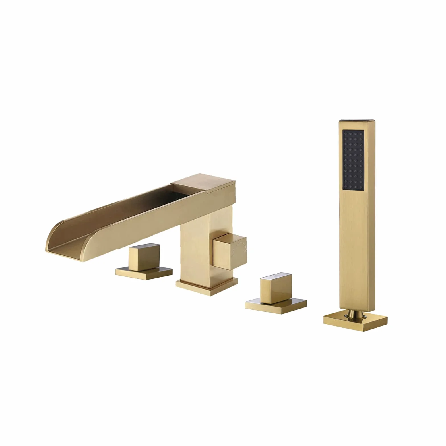 Bateria wannowo-natryskowa z mieszaczem 4-otworowa Bateria wannowa z prysznicem ręcznym Bateria mieszająca typu wodospad Bateria wannowa Zestaw natryskowy Bateria wannowa,Brushed Gold-four holes