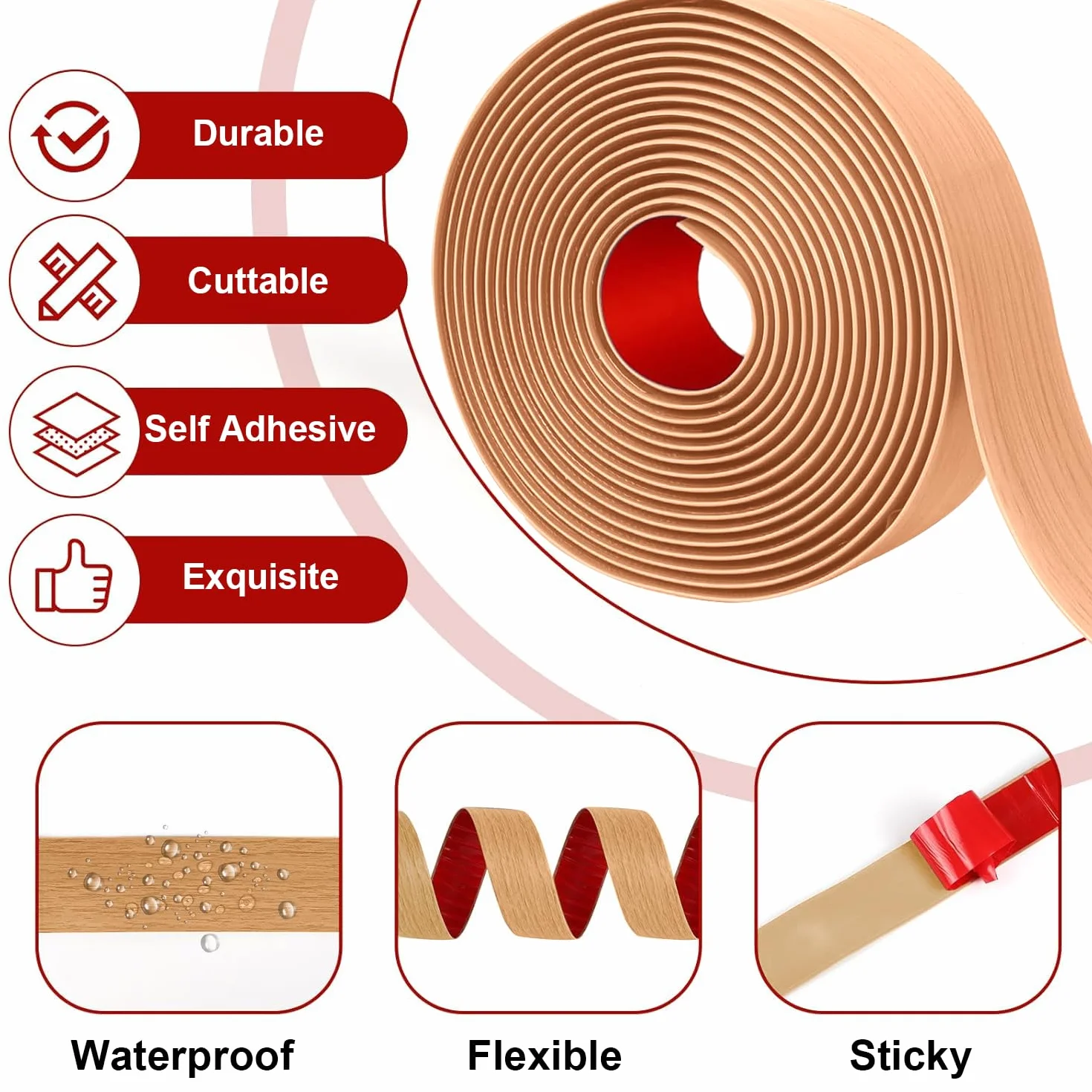 Listwa progowa do podłóg laminowanych, 5 cm listwa progowa z PVC, listwa progowa do drzwi do łączenia szczelin podłogowych (Dąb beżowy, 1.2 m)