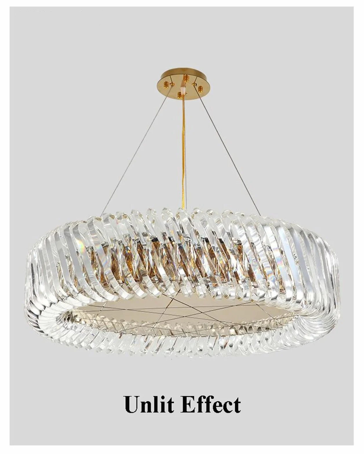 Nordycka luksusowa okrągła lampa sufitowa z kryształowym żyrandolem LED, kreatywna lampa wisząca do salonu i jadalni w willach, stylowa (białe światło 6000 K, średnica 80 x 22 cm)