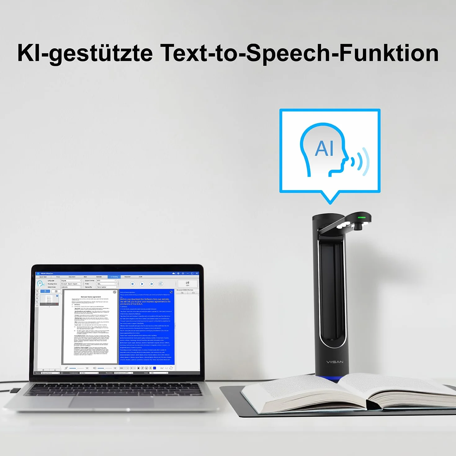 VIISAN K48 A3 Overhead skaner książek 48 MP 600 DPI automatyczne wygładzanie krzywizny boków pozycjonowanie laserowe wideo 4K OCR USB 3.0