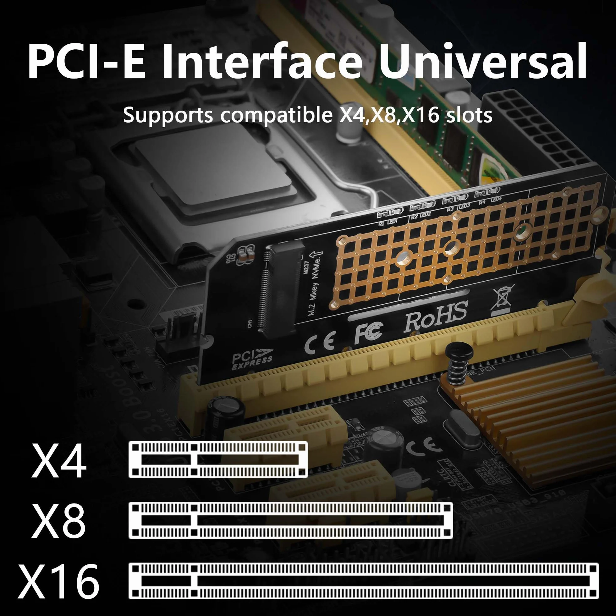 GINTOOYUN M.2 NVMe SSD do PCIe 4X 8X 16X karta adaptera M-Key PCI-E 3.0 4X 8X 16X karta rozszerzeń obsługa 2230 2242 2260 2280