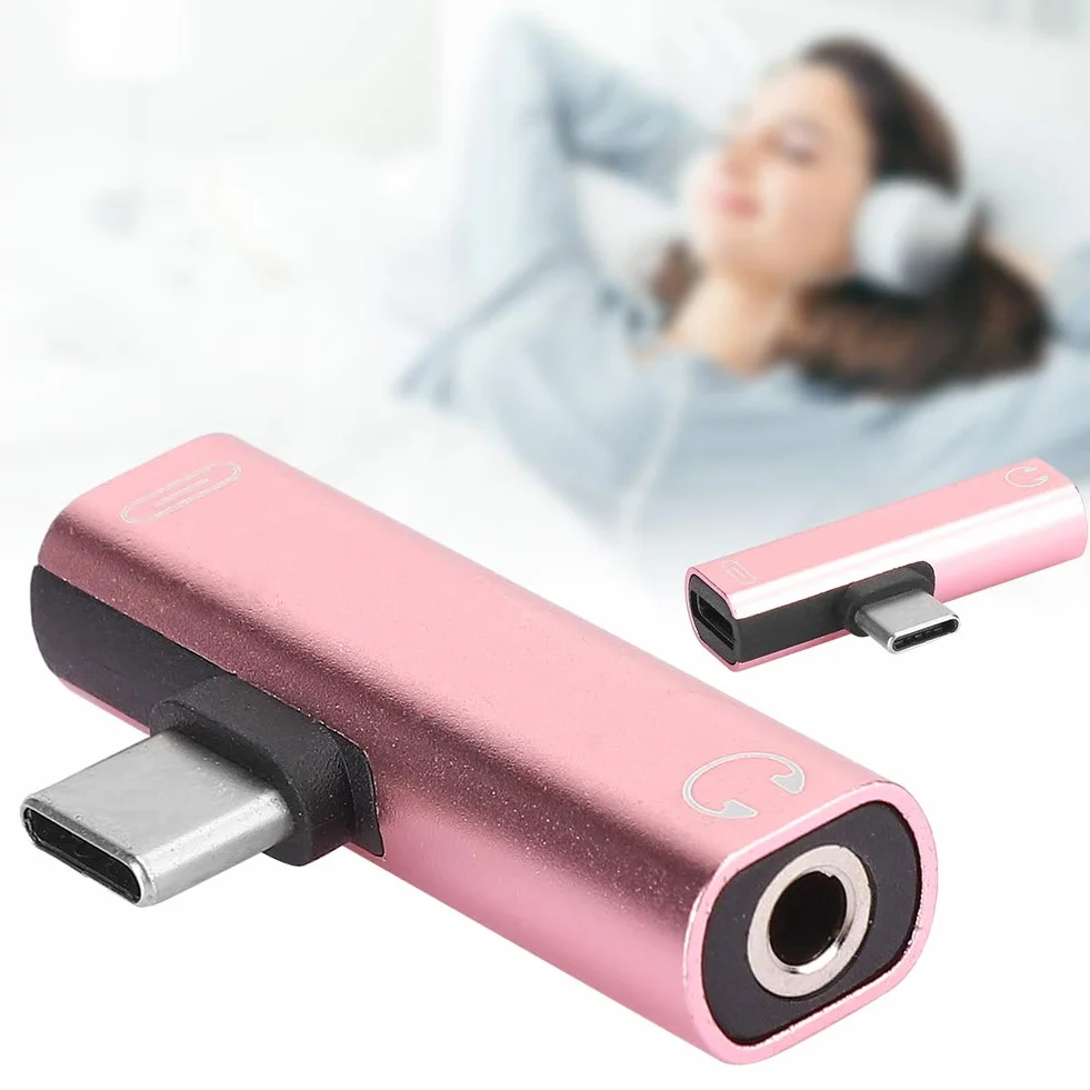 Adapter Słuchawkowy USB C do 3.5 mm Typu C 2 w 1 Przewód Audio i Ładowarki