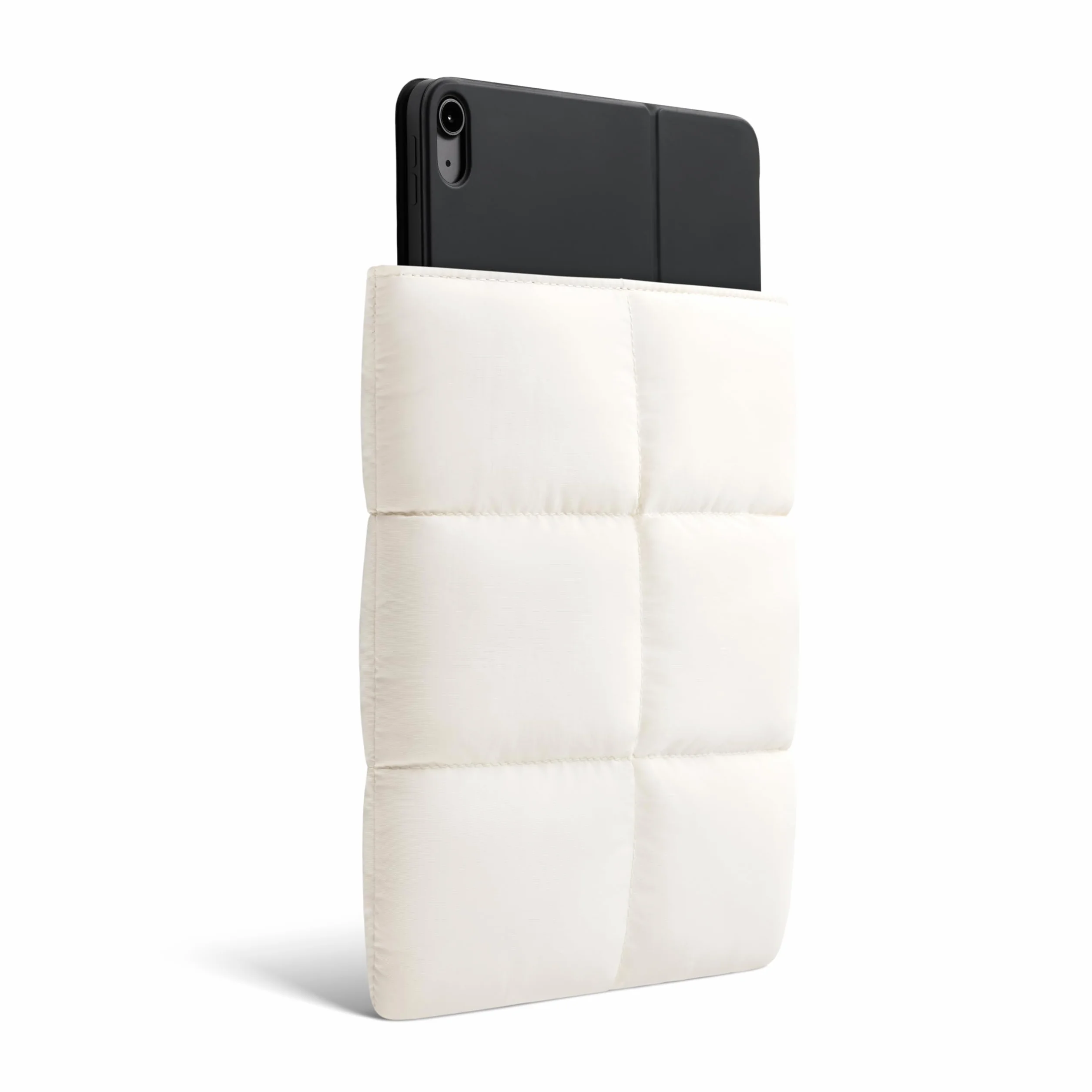 Comfyable Puffy etui na tablet 9-11 cali kompatybilne z 11 cali iPad Pro M5, iPad Air M4 2026 z Magic Keyboard, pionowa pikowana torba puffer na tablet dla kobiet i mężczyzn, ryżowa biel