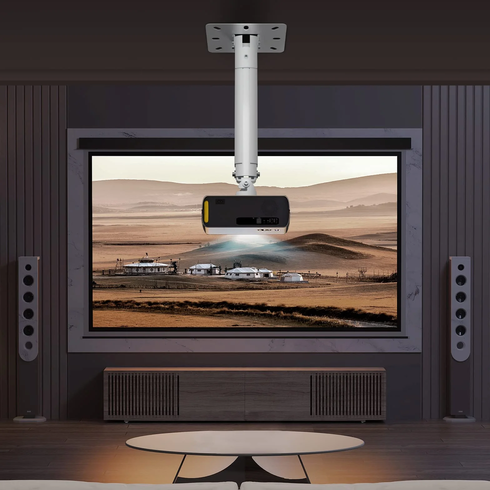 suptek Uchwyt sufitowy do rzutnika Rozszerzenie Mini-uchwyt sufitowy do projektora Regulowana uchwyt ścienny z adapterami gwintowanymi dla projektora, DVR-kamery, Max. 13,6kg (PR05MINI)