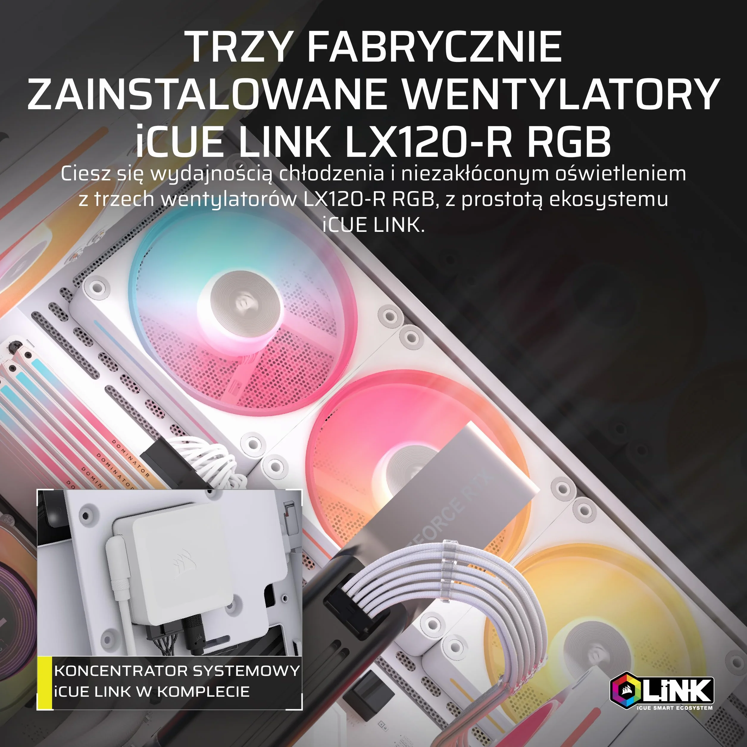 CORSAIR 3500X LX-R RGB iCUE LINK Obudowa PC Mid-Tower z wentylatorami LX120-R RGB