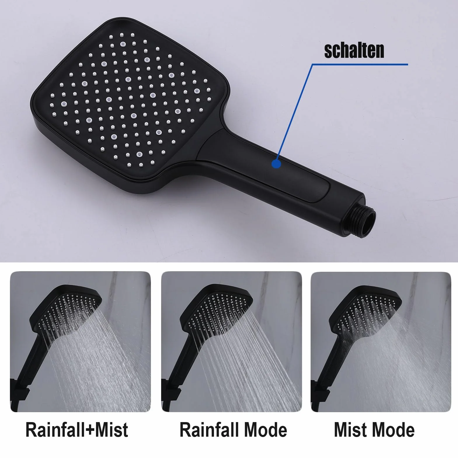Bateria wannowa z wodospadem, bateria wannowa ścienna Mosiądz, bateria wannowa z prysznicem ręcznym, wyświetlacz temperatury, bateria prysznicowa w łazience,Black