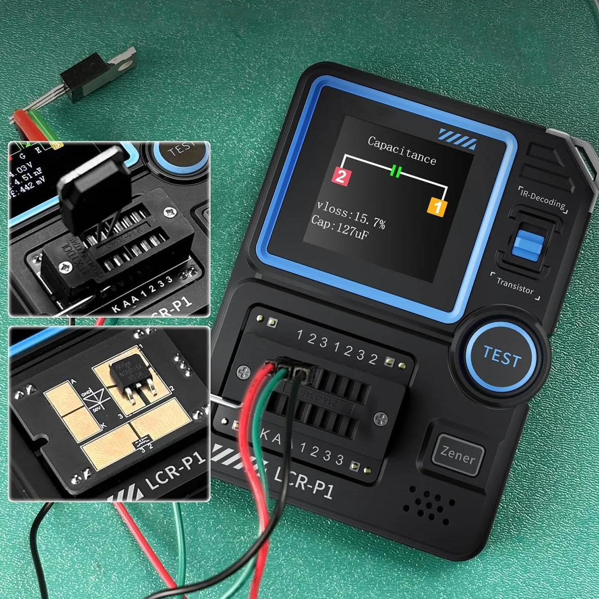 DollaTek Tranzystor tester kondensatora tester kondensatora tranzystora SMD wielofunkcyjny tester komponentów elektronicznych Dioda Trioda ESR NPN PNP Tester MOSFET LCR Anti-burn