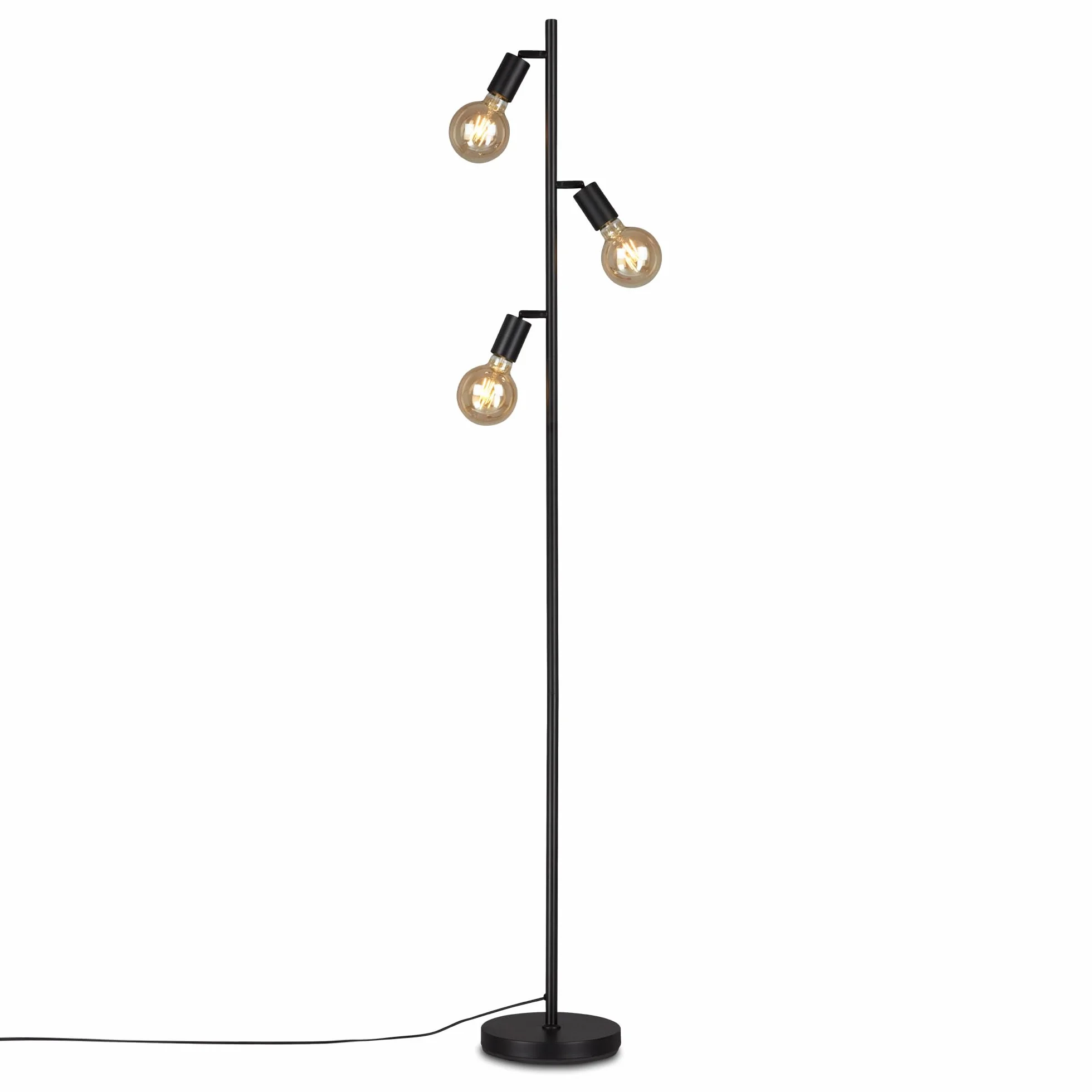 BRILONER Leuchten - Lampa podłogowa, obrotowa lampa stojąca, 3x E27, w tym. przełącznik kablowy, retro, vintage, czarny, 220x1,600mm (DxH), 1387-035