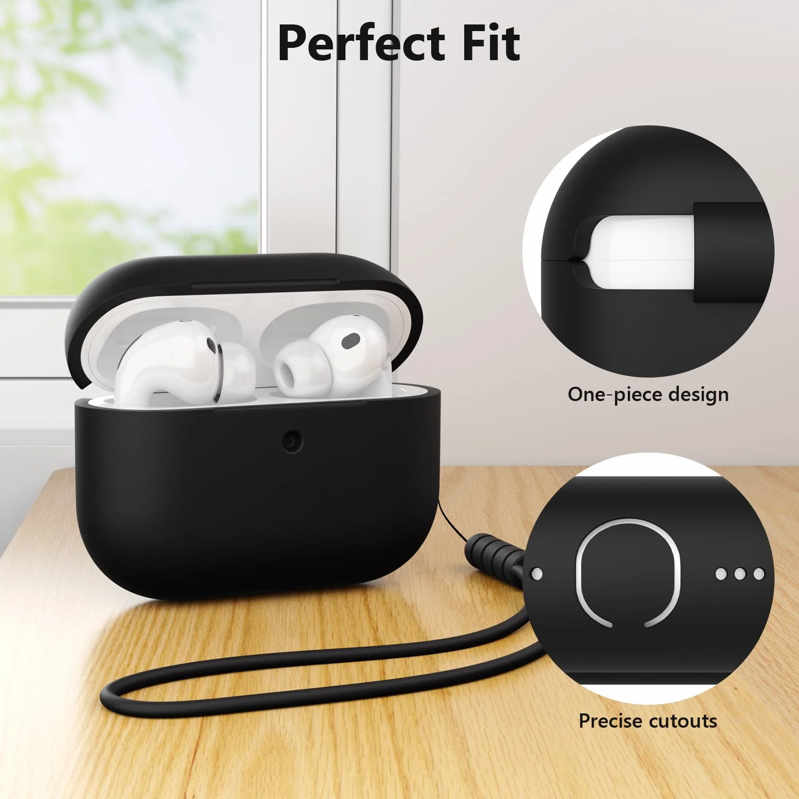Etui silikonowe do AirPods Pro 3, odporne na wstrząsy, upadki i zarysowania, czarne