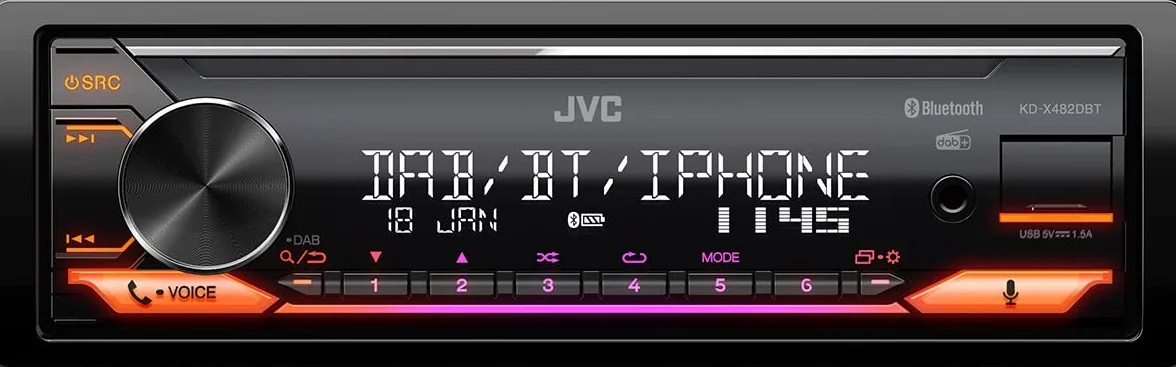 Radio samochodowe JVC KD-X482DBT MP3 z Bluetooth Dab USB iPod AUX-IN