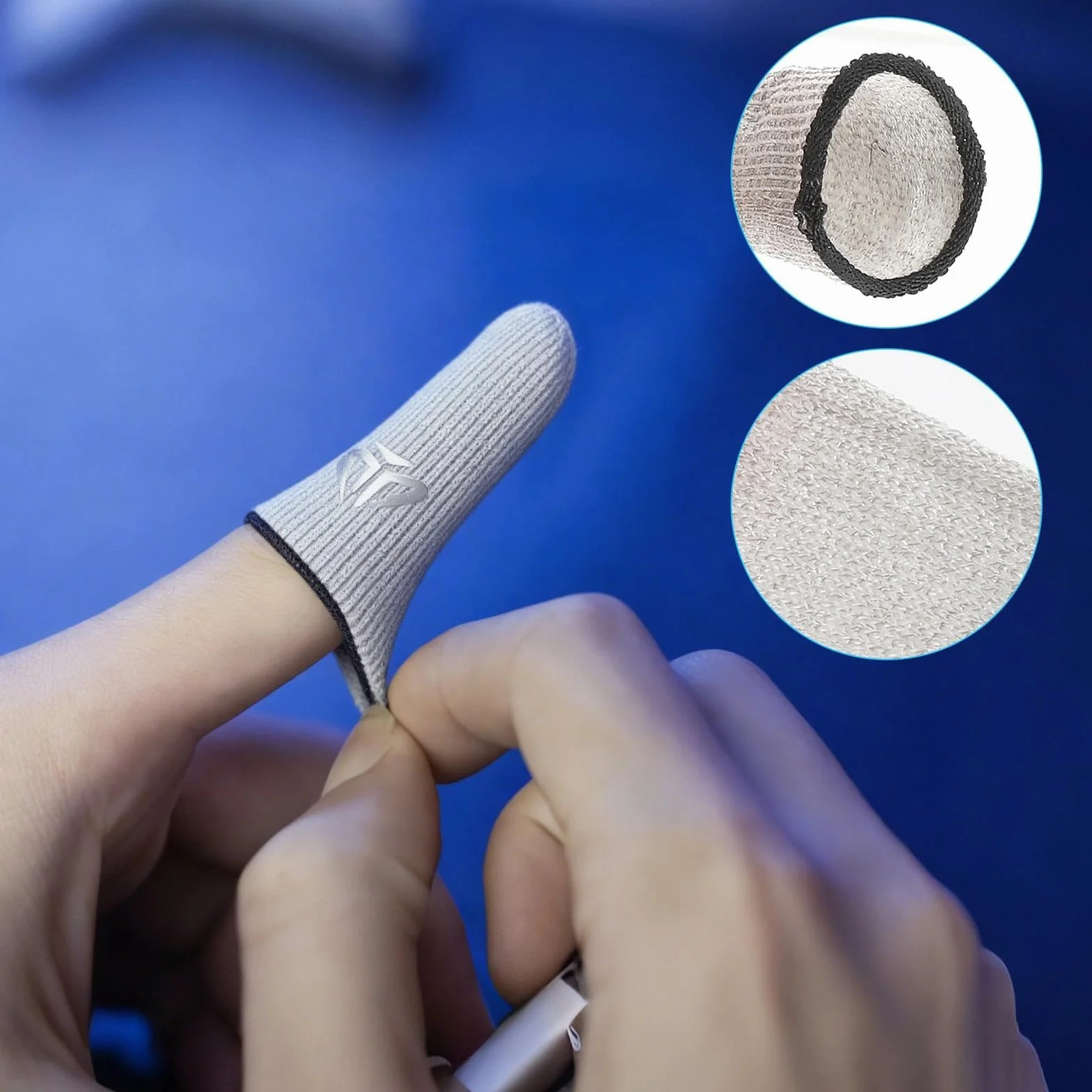 Rękawy gamingowe na palce 0,3 mm srebrne włókno ekran dotykowy 1 para