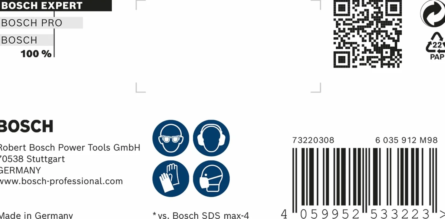 Bosch Professional 1x Wiertła udarowe EXPERT SDS max-8X (do Miękki kamień; Twardy kamień; Beton; Beton zbrojony; Betonowy blok konstrukcyjny, Ø 28,00x520 mm, Akcesoria Wiertło do młota)