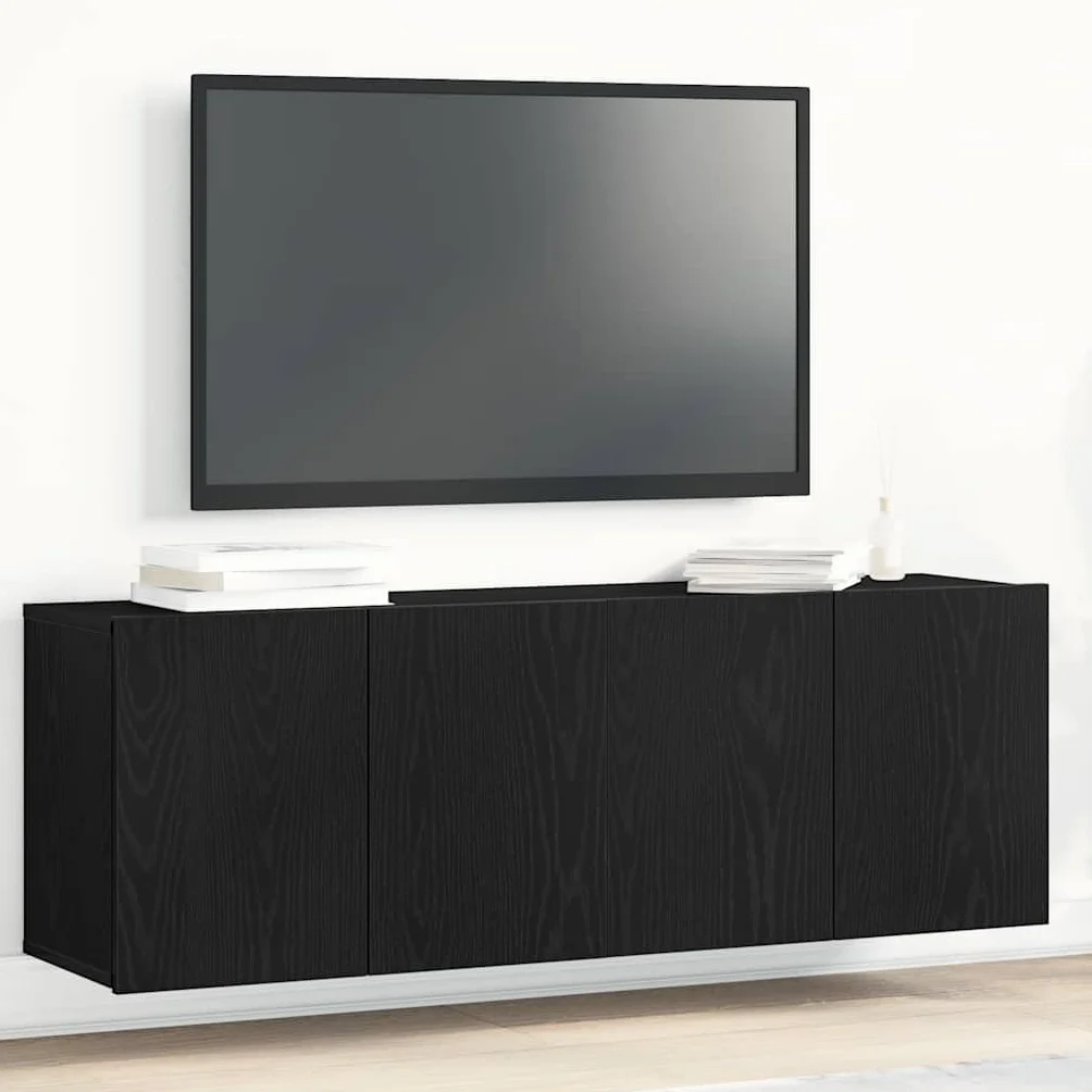 Szafki pod telewizor, 2 szt., czarny dąb, materiał drewnopochodny, 120 x 30 x 41 cm, szafka pod telewizor z miejscem do przechowywania i półką do salonu, sypialni, przedpokoju i biura