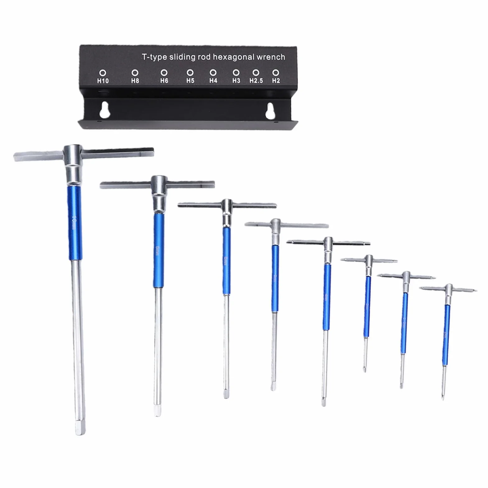 KIMISS Zestaw Kluczy Imbusowych z Uchwytem w Kształcie Litery T, 8 szt. Metrycznych Kluczy Imbusowych z końcówką kulistą od 2 Mm do 10 Mm, Przesuwna Rączka do Szybkiego Obrotu, z