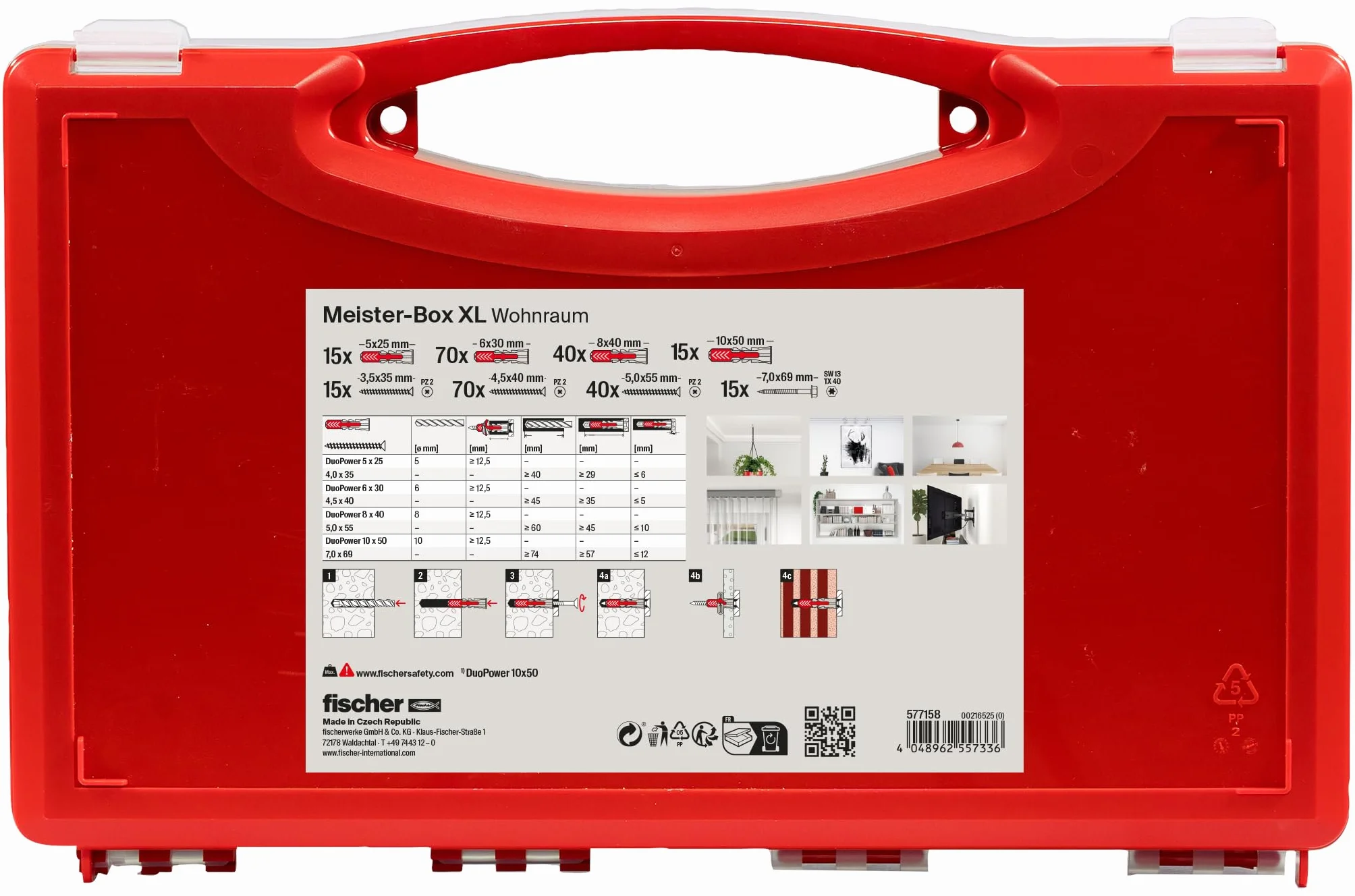 fischer Meister-Box XL 210-częściowy zestaw kołków i śrub, średnica 5-10 mm, dla majsterkowiczów i profesjonalistów, uniwersalne zastosowanie do nieznanych podłoży w pomieszczeniach
