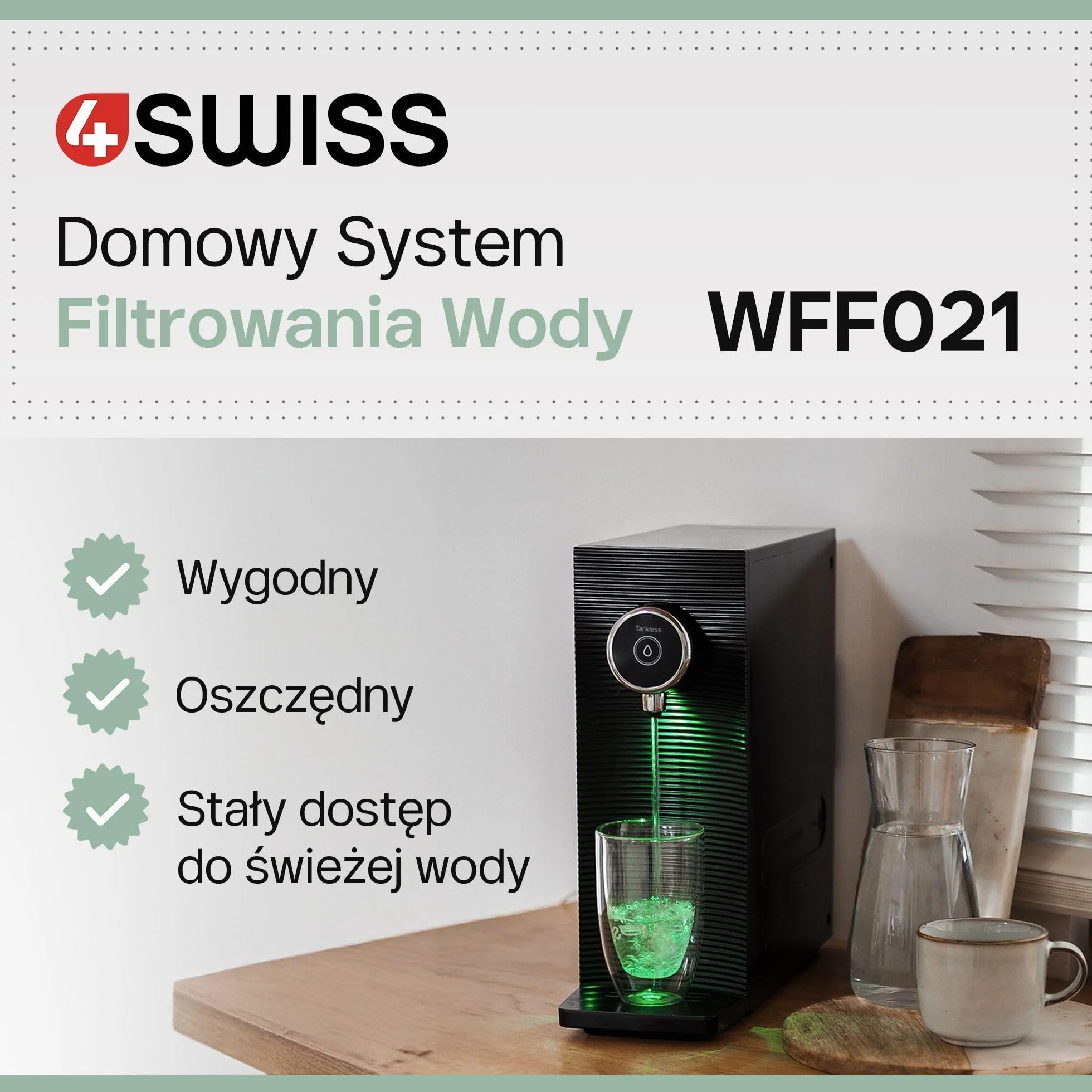 4Swiss WFF021 System Filtrowania Wody, Biały, 14,5 W
