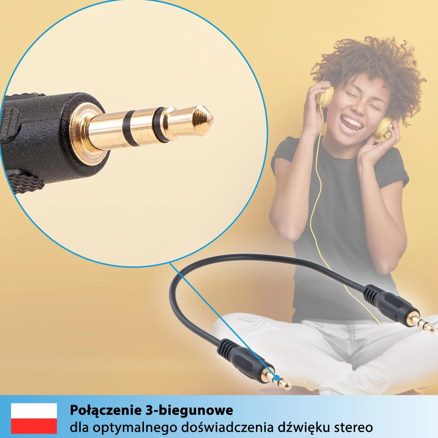 Kabel AUX 20 cm 3,5 mm jack audio czarny