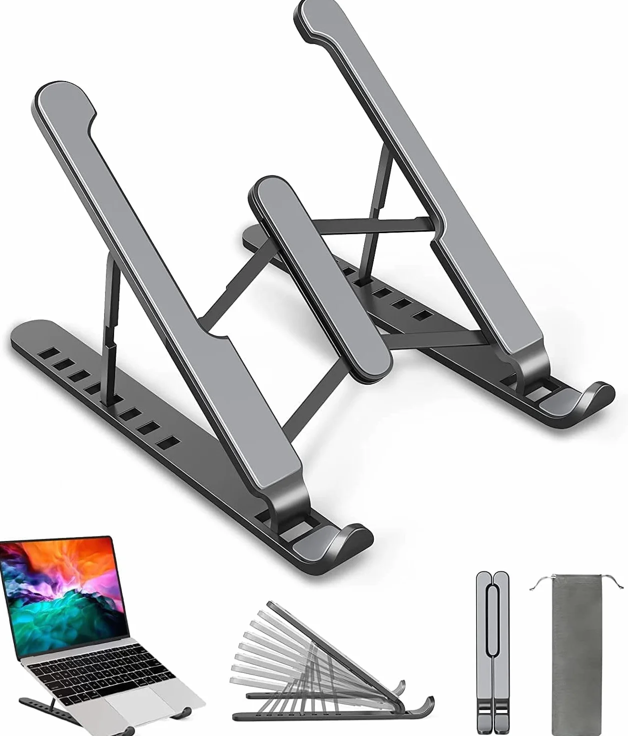 Stojak na laptopa, 8-poziomowy stojak na laptopa, antypoślizgowy silikonowy stojak kompatybilny z MacBookiem, Lenovo, HP, innymi laptopami 10" - 15,6"
