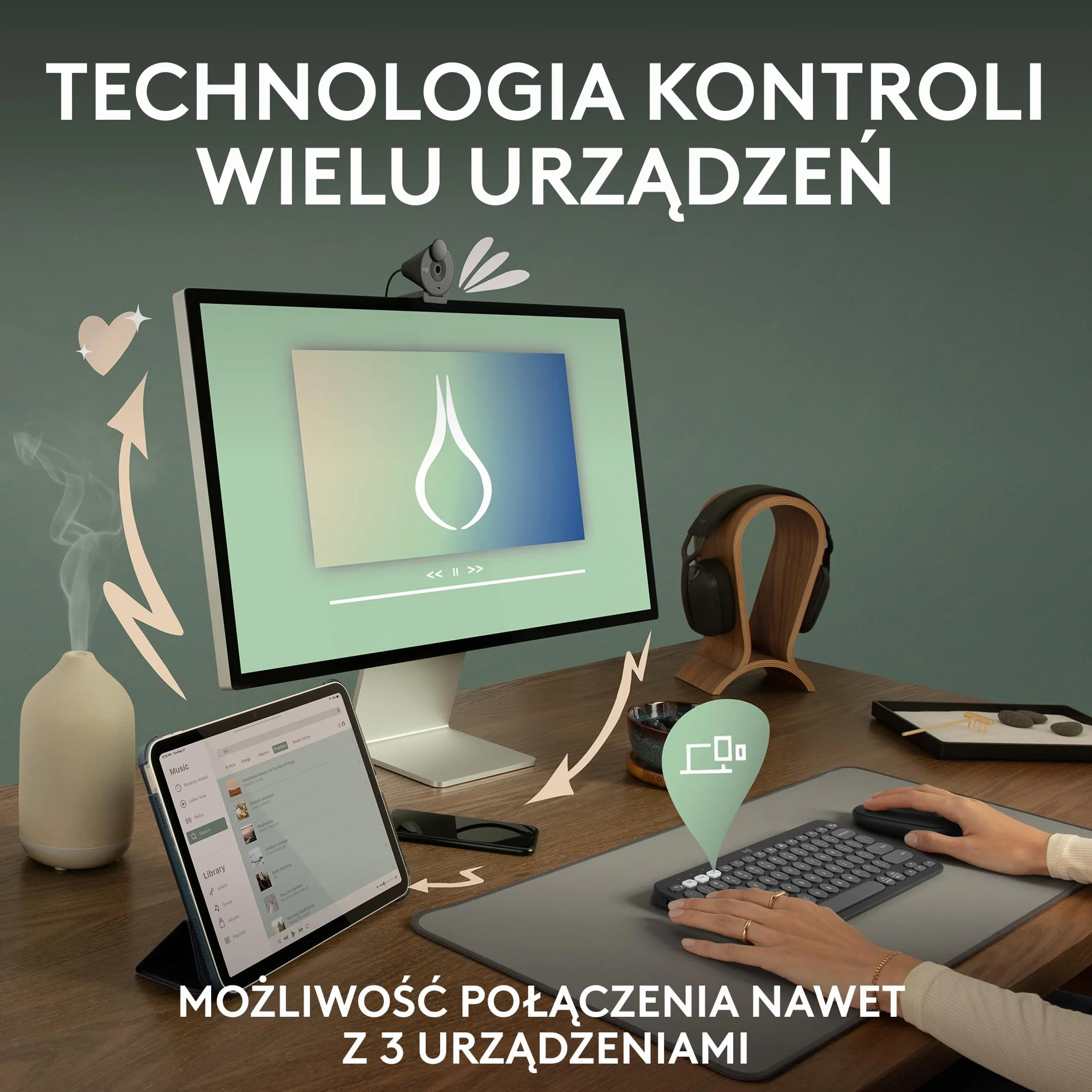 Logitech Pebble 2 Combo Bezprzewodowa klawiatura i mysz Logi Bolt Bluetooth Grafit