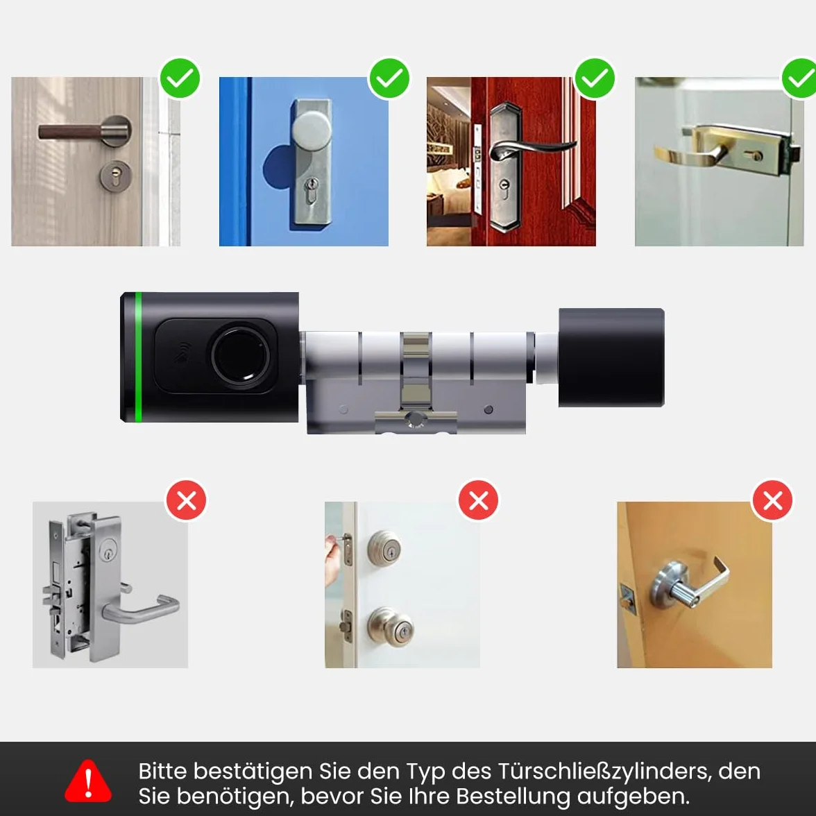 AVATTO Inteligentny elektroniczny zamek do drzwi, cylinder 70 mm (35/35) z odciskiem palca, 2 klucze, karta IC, kontrola aplikacji Smart Life/Tuya, Bluetooth, zamek cylindryczny