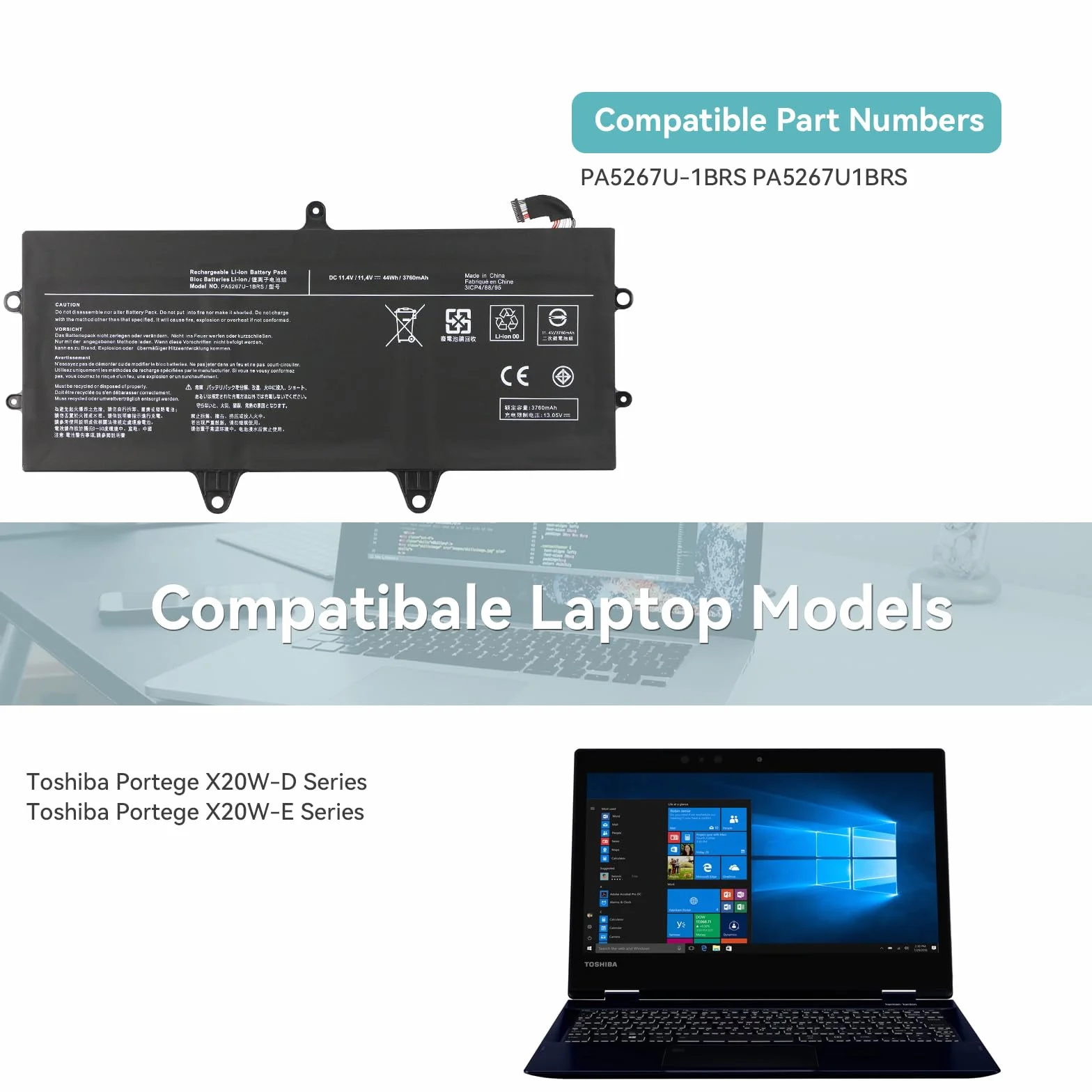 Bateria do Toshiba Portege X20W-D Laptop PA5267U-1BRS