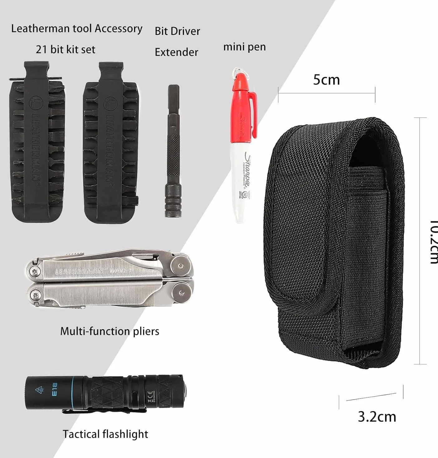 Multitool Etui EDC Organizer Paskowy Kabura Narzędziowa Torba, Wave Plus Wingman Surge Magnetic Closure Pouch, Taktyczny Uchwyt na Scyzoryk, Czarny