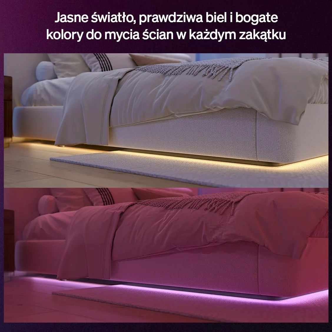 Philips Hue Flux 3 m LED, 1200 lm, żywe kolory i atmosfera, elastyczna, Chromasync™, RGBWWIC, przycinanie i przedłużanie, sterowanie aplikacją i głosem, do wnętrz.