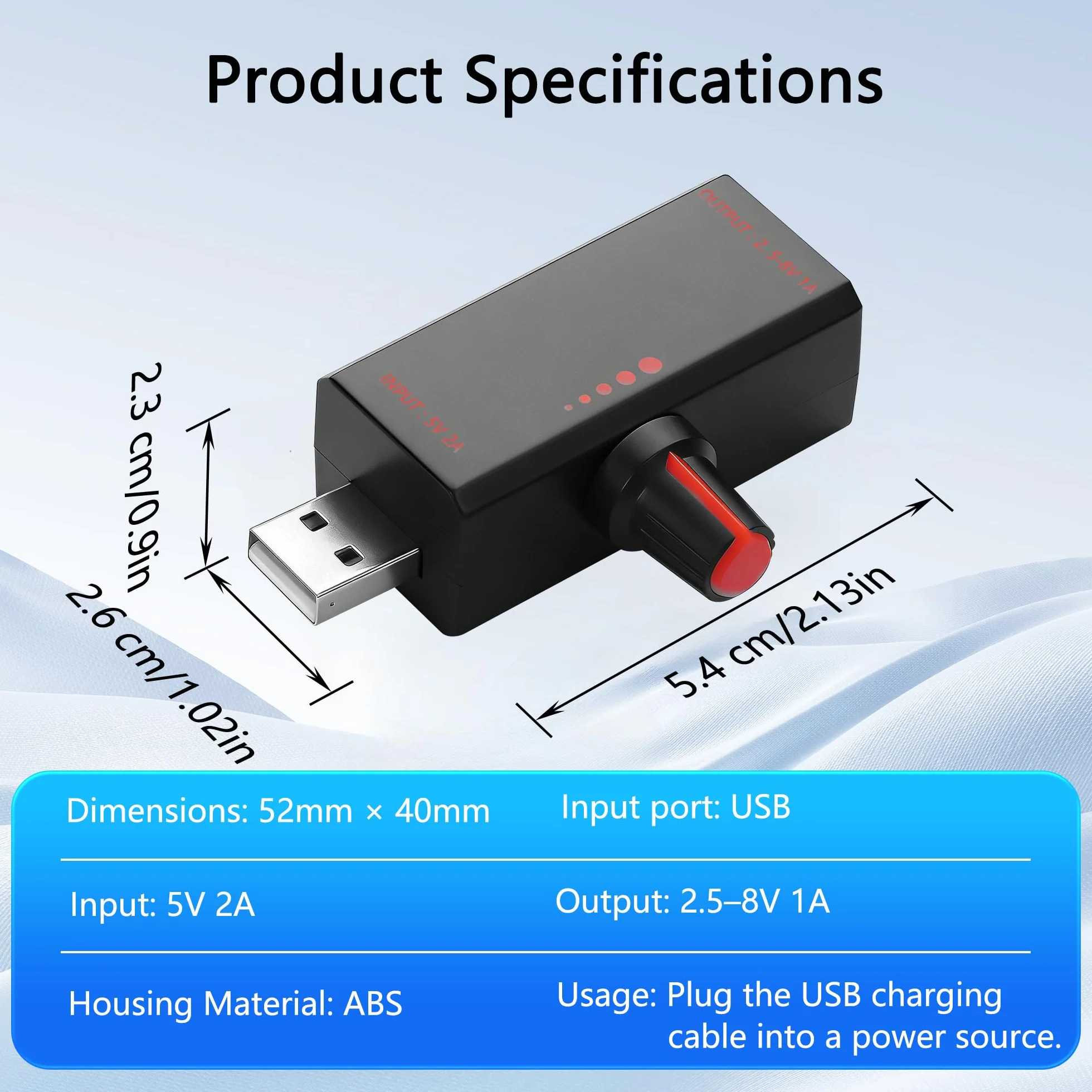 CERRXIAN Kontroler prędkości wentylatora USB 5V 2A regulowany przycisk podwójny port wejściowy USB A + typ C wyjście typ A 5W