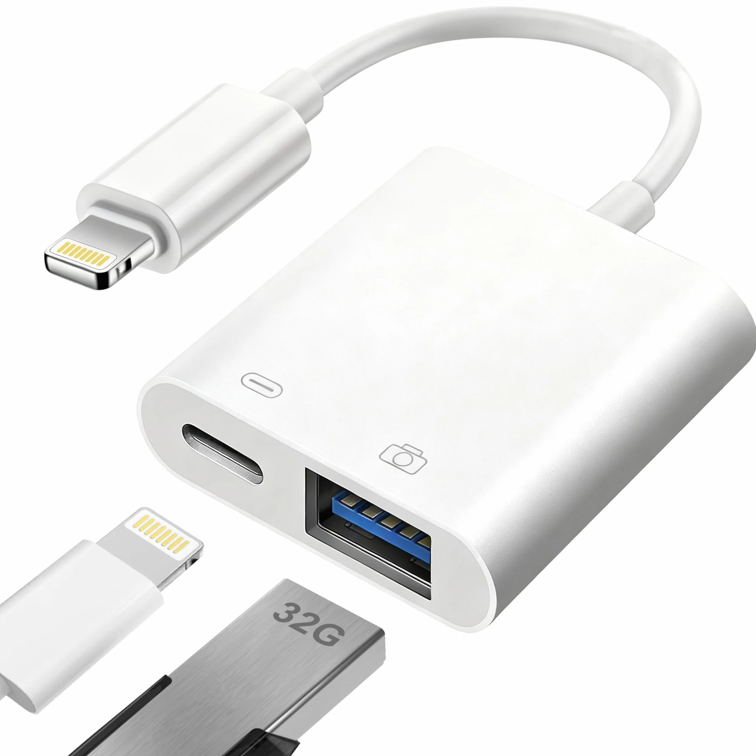 Adapter iPhone USB OTG MFi Lightning męski USB żeński kabel ładujący konwerter OTG pamięć flash czytnik kart mysz klawiatura MIDI kontroler gier