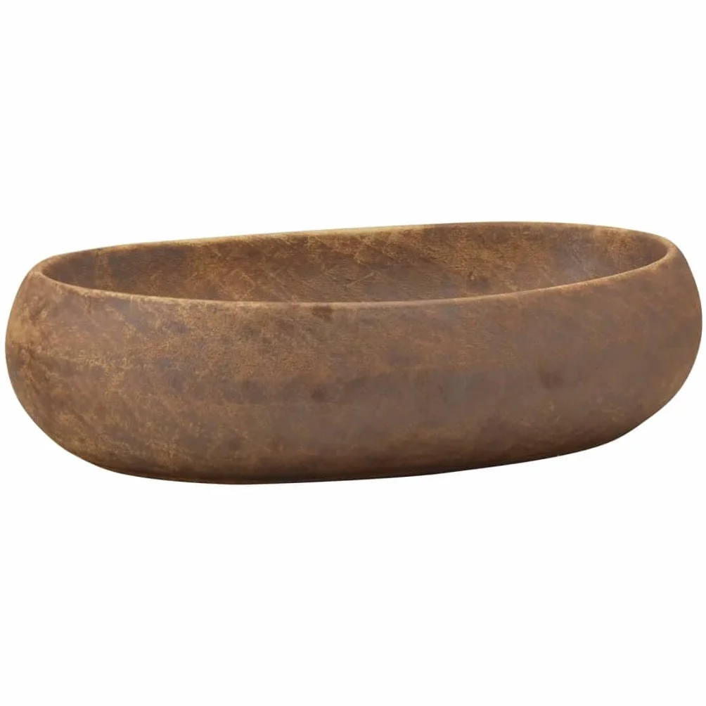 vidaXL Umywalka nablatowa, brązowa, owalna, 59x40x15 cm, ceramiczna