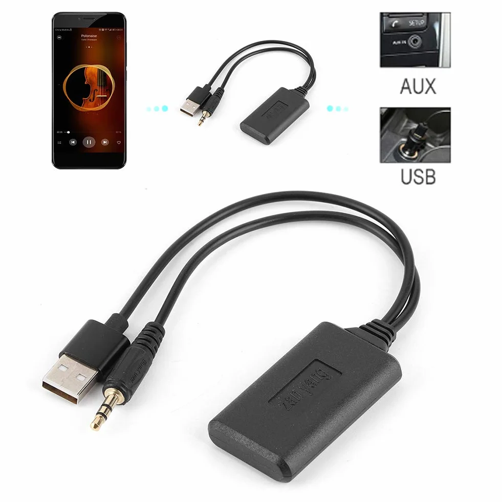 Kabel Audio Bluetooth, Kabel Bluetooth AUX-IN, Samochodowy Kabel Audio AUX 3,5 Mm/0,14 Cala Bezprzewodowy Adapter Odbiornika Bluetooth Radio HIFI Muzyka Akcesoria Samochodowe