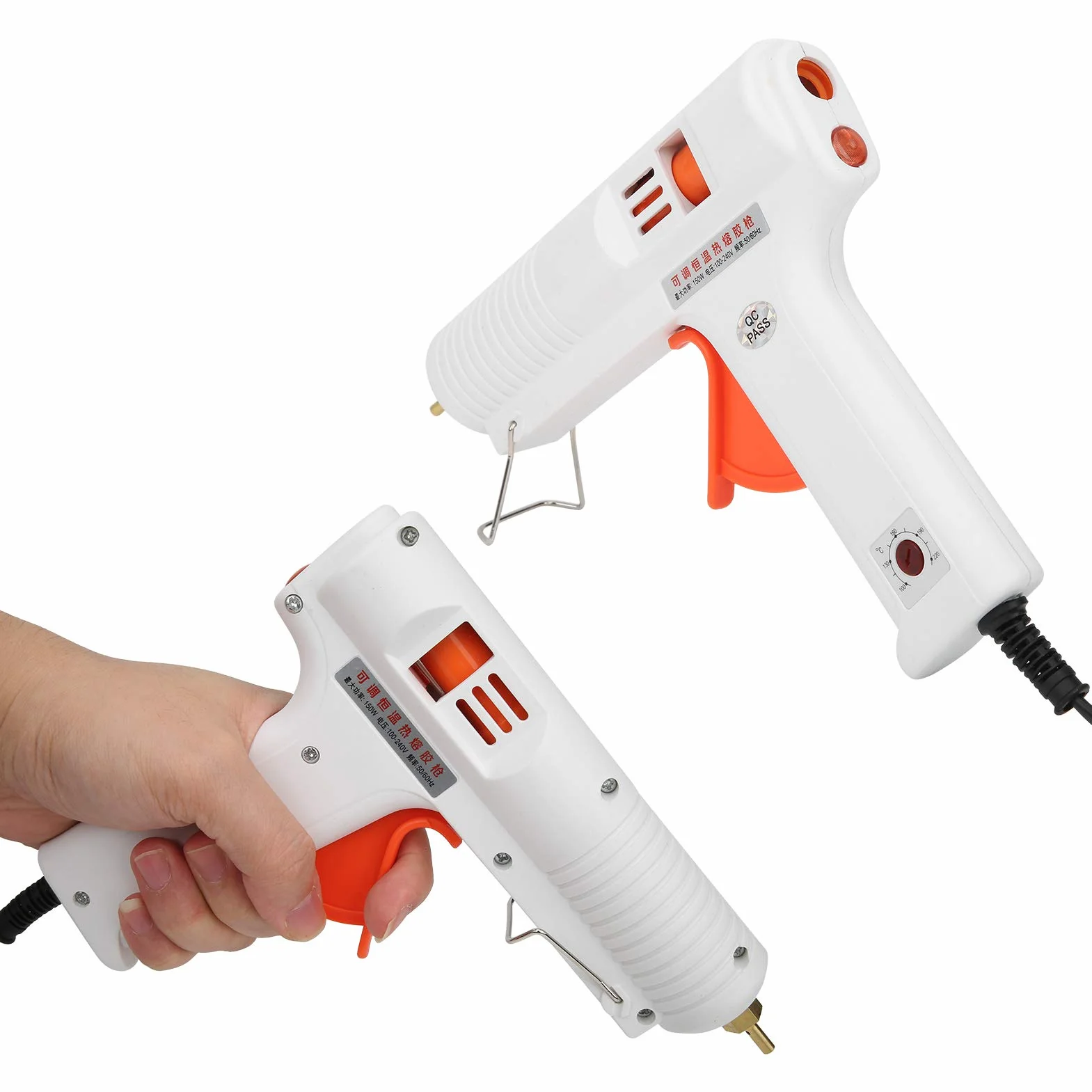 Pistolet do klejenia na gorąco, regulowana stała temperatura 150 W, do napraw domowych, majsterkowania, kolor biały