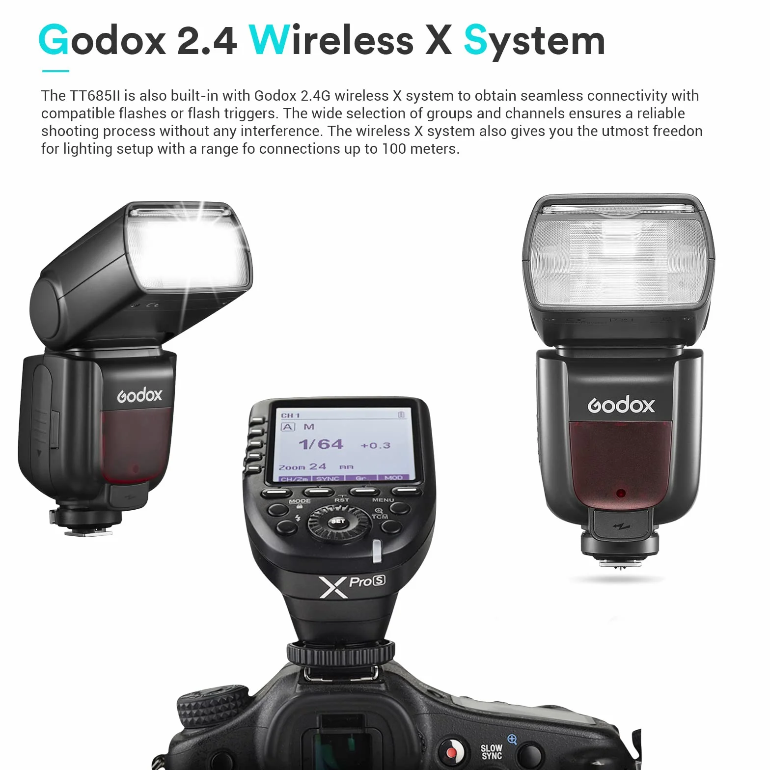 GODOX TT685II-S TT685SII Speedlite dla Sony, HSS 1/8000s GN60 2.4G bezprzewodowa transmisja TTL kamera błyskowa stroboskopowa kompatybilna z kamerą Sony