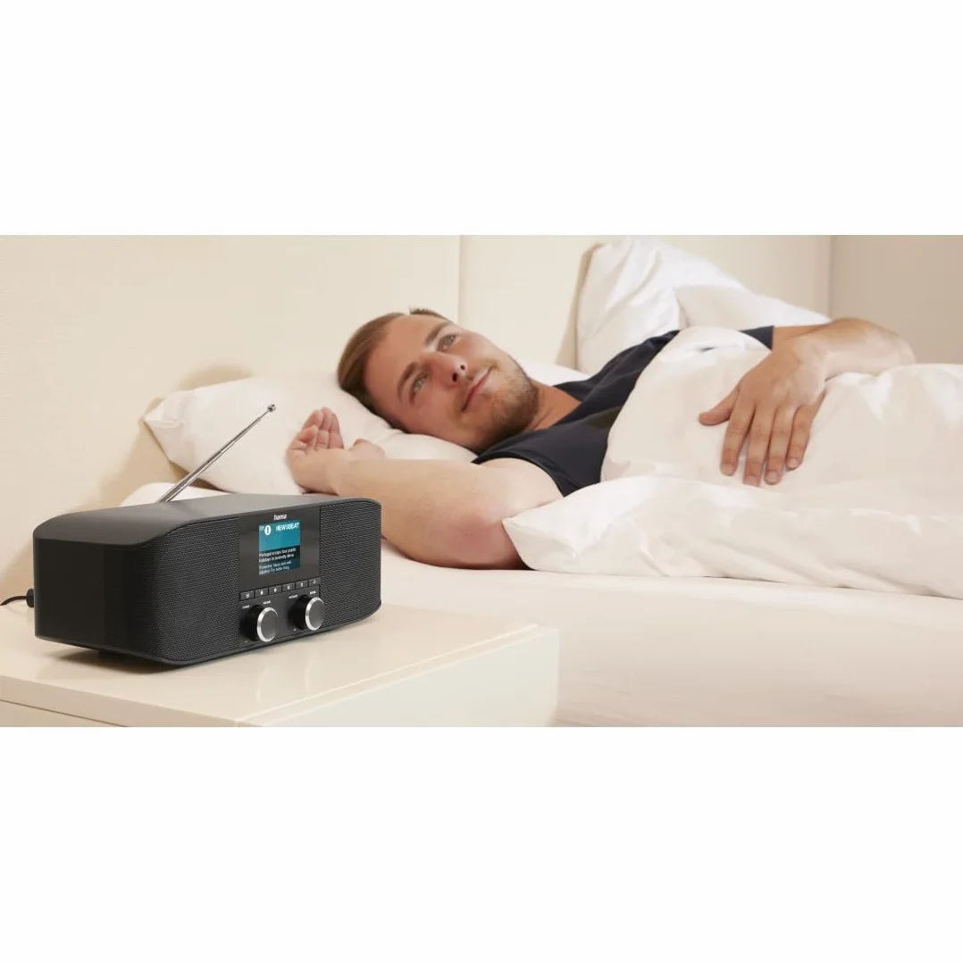 Hama DAB Plus Radio Kuchenne Bluetooth DR1410BT Cyfrowe Stereo Budzik AUX 3,5 mm FM Kolorowy Wyświetlacz Czarny