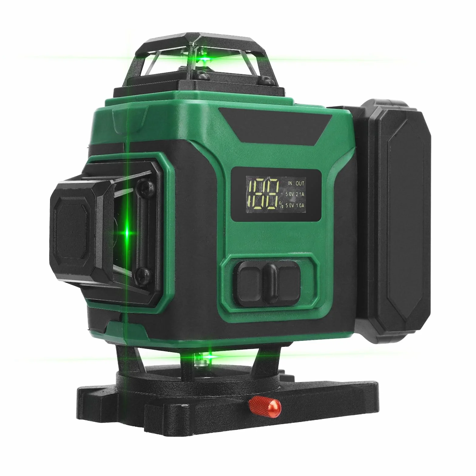 FTVOGUE 16-liniowy Poziom Lasera, LCD 16-liniowy Samopoziomujący 3° Automatyczna Stabilizacja Zdalne Sterowanie Pionowa Linia Pozioma ze Statywem ze Stali Nierdzewnej, do Płytek (wtyczka UE)