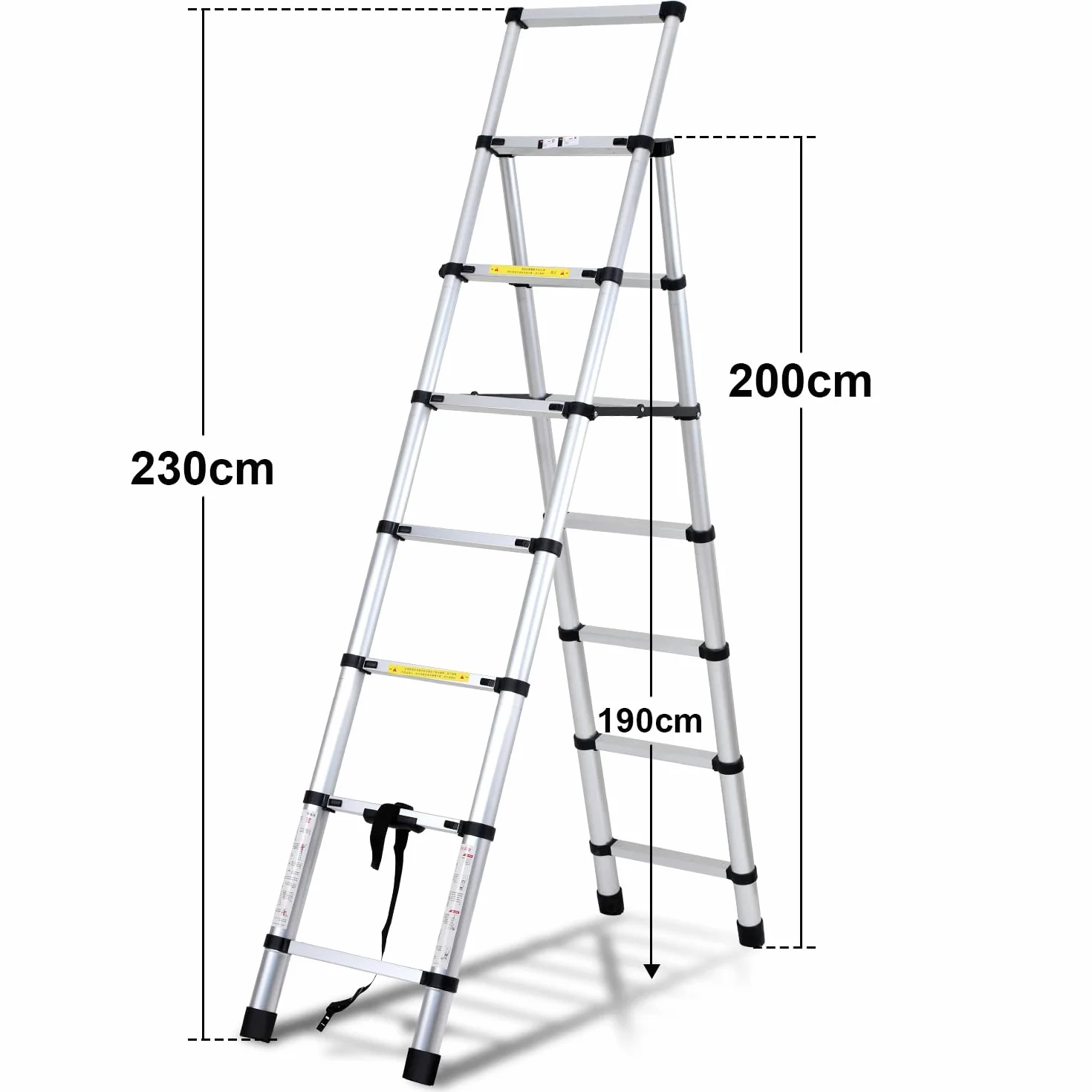 Eulenke 2,0 m + 2,3 m drabina aluminiowa - 6 + 7 stopni składana drabinka - 150 kg Pojemność nośna - wielofunkcyjna wysuwana drabina