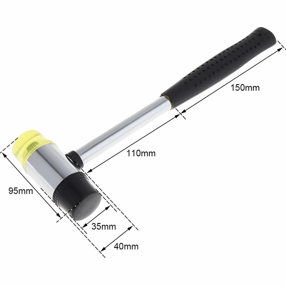 1 szt. 25 mm / 30 mm 35 mm 40 mm gumowa dwustronna obróbka przeszklenia okiennego koraliki młotek nylonowa głowica młotka DIY narzędzie ręczne (młot 40 mm)