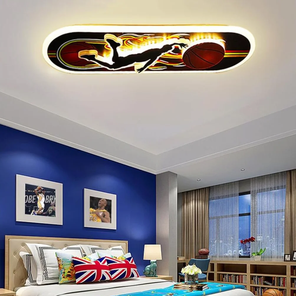 Lampa sufitowa LED do koszykówki design dla dzieci lampa ścienna ściemnialna lampa sufitowa dla dzieci LED 44 W deskorolka światło chłopiec sypialnia oświetlenie wewnętrzne oprawy oświetleniowe