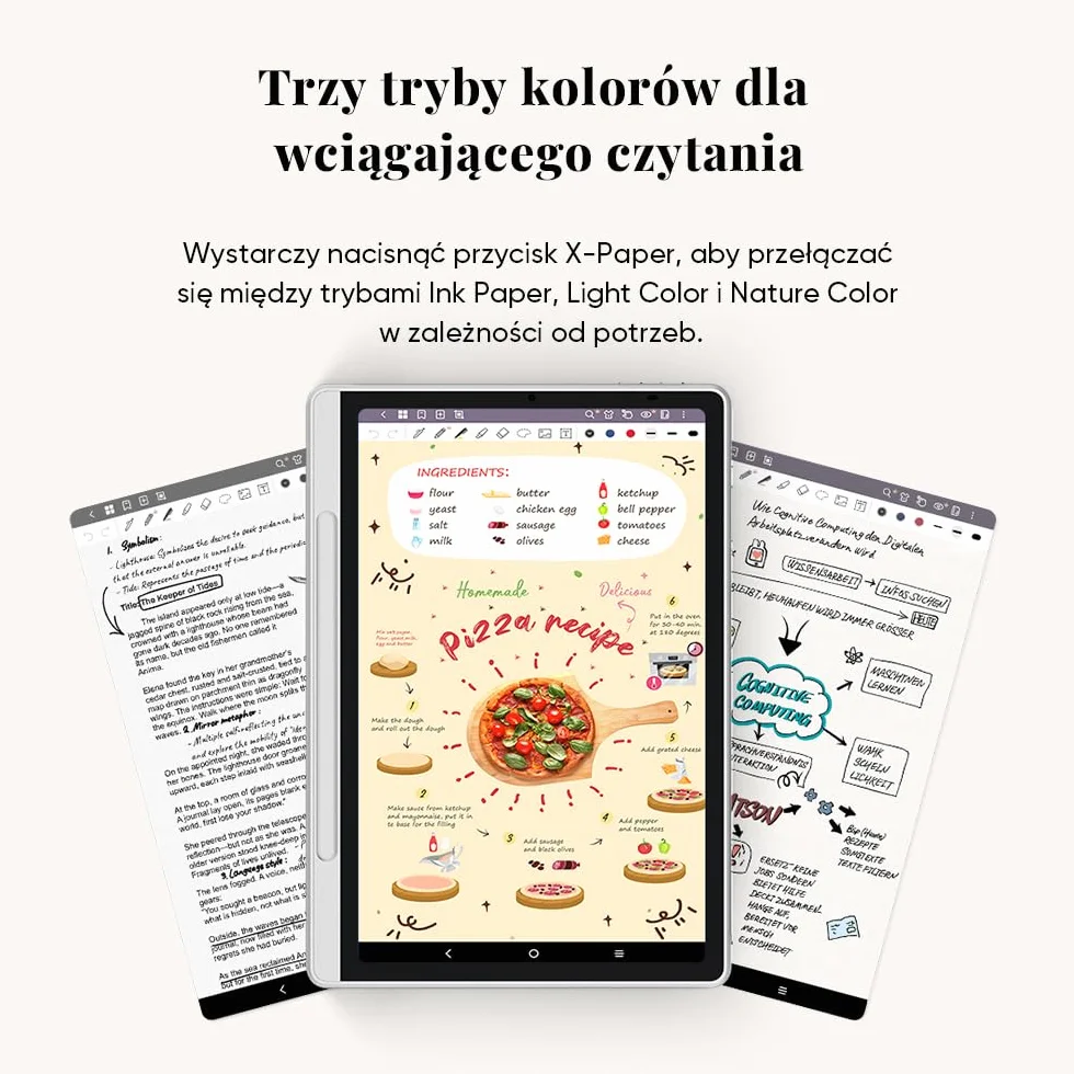 XP-Pen Magic Note Pad 10,95" papierowy tablet z kolorowym wyświetlaczem rysik 16K X3 Pro rozdzielczość 1200 x 1920 pojemność akumulatora 8000 mAh