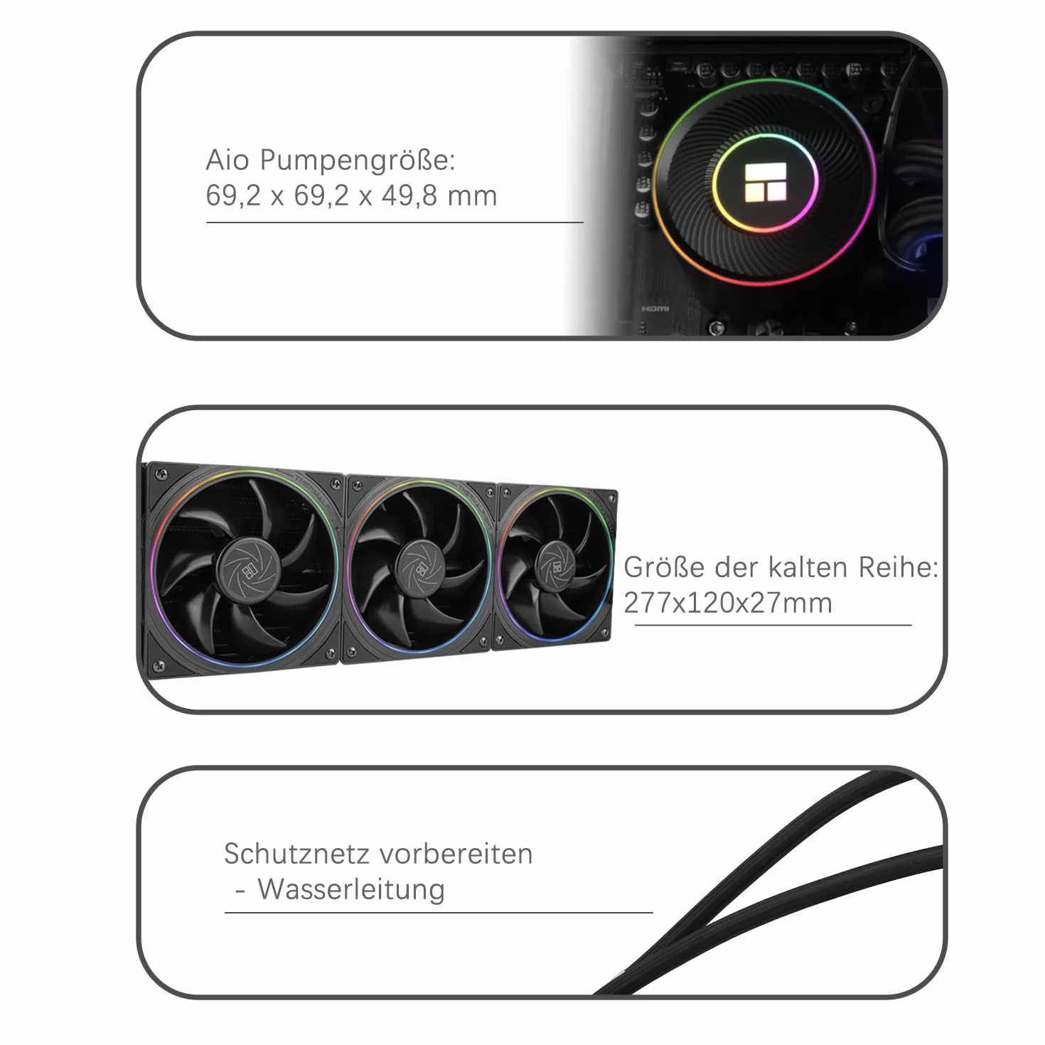 TR-Thermalright Aqua Elite 360 V5 ARGB Black chłodziarka cieczy do CPU, chłodzenie AIO 360 mm, 3 wentylatory PWM – ARGB – 2000 obr./min, do AM4/AM5, Intel LGA1851/1700/115x/1200 (czarny)