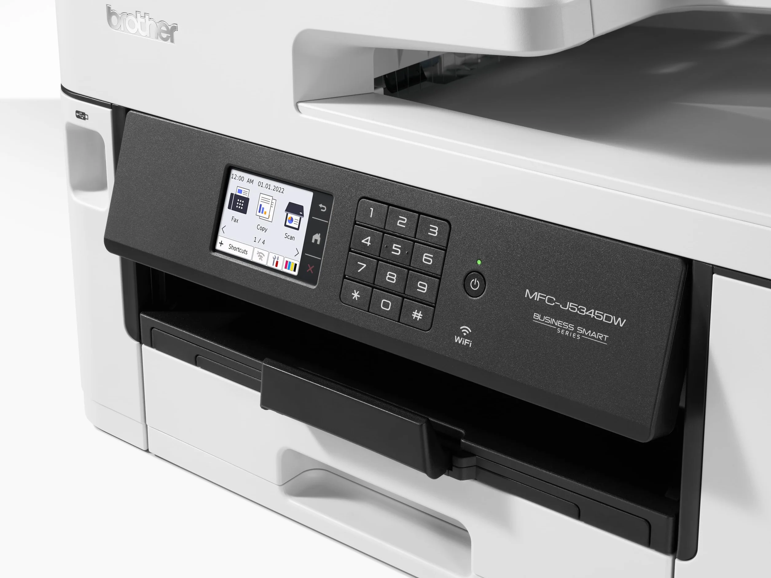 Brother MFC-J5345DW urządzenie wielofunkcyjne 4 w 1 (kaseta na 250 arkuszy, drukarka, skaner, kopiarka, faks), białe, średnie