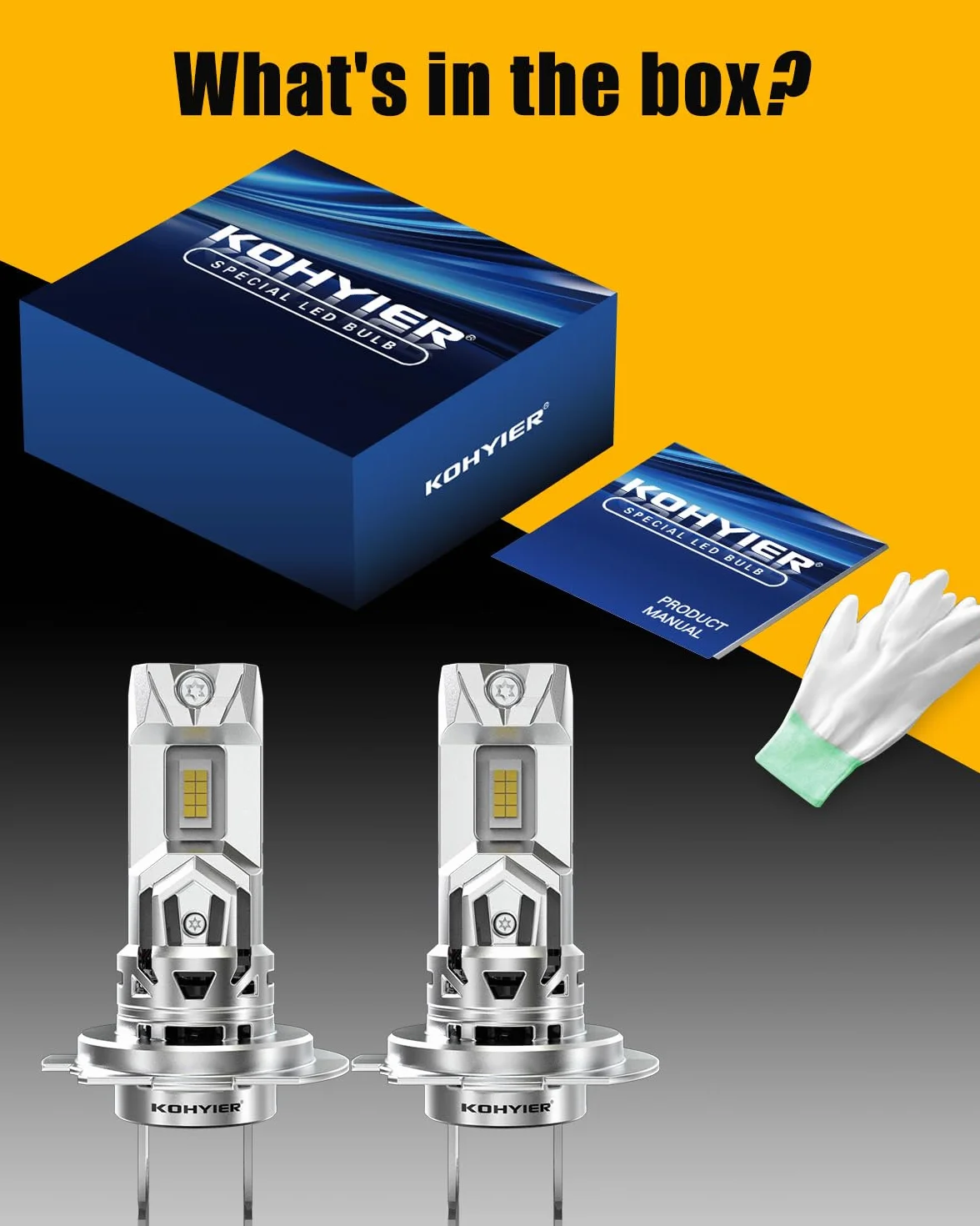Żarówka LED H7 100W 40000LM, 800% Jaśniejsza Światło Białe 6000K, Miniaturowa Żarówka Przednia H7 LED W Skali 1:1, System Plug And Play, Opakowanie 2 Sztuki