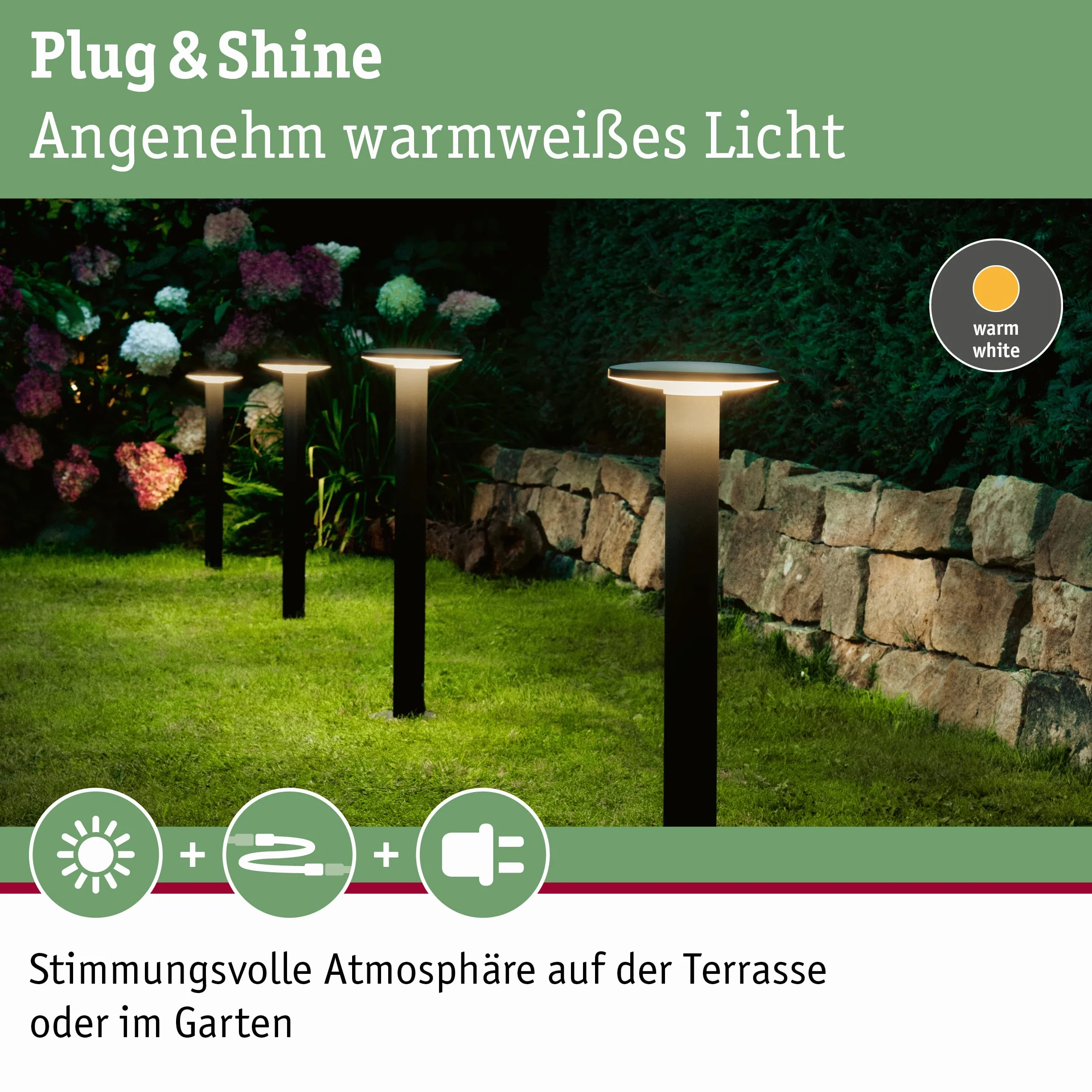 Paulmann 94312 opr. zewn. LED Plug & Shine słupkowa płyta w kompl.1x6,1 W ściemn. IP44 ochr. przed bryzgami wody antracyt ośw. ogrodu tw. szt. 3000 K