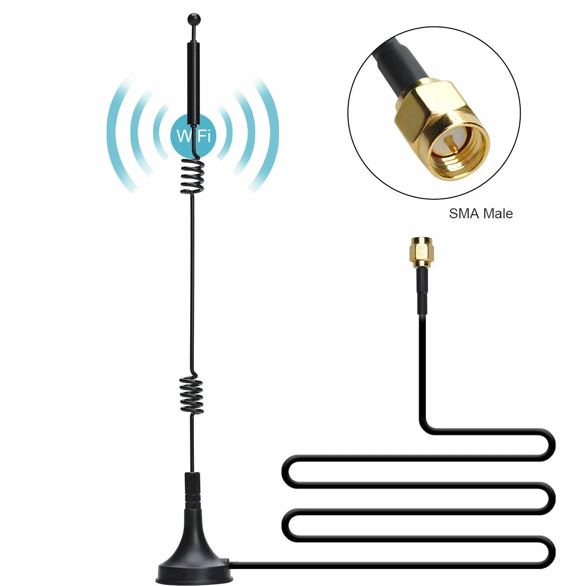 Podwójna antena magnetyczna 12 dB wielokierunkowa 2,4G/5G/5,8G biczowa SMA kabel 3 m