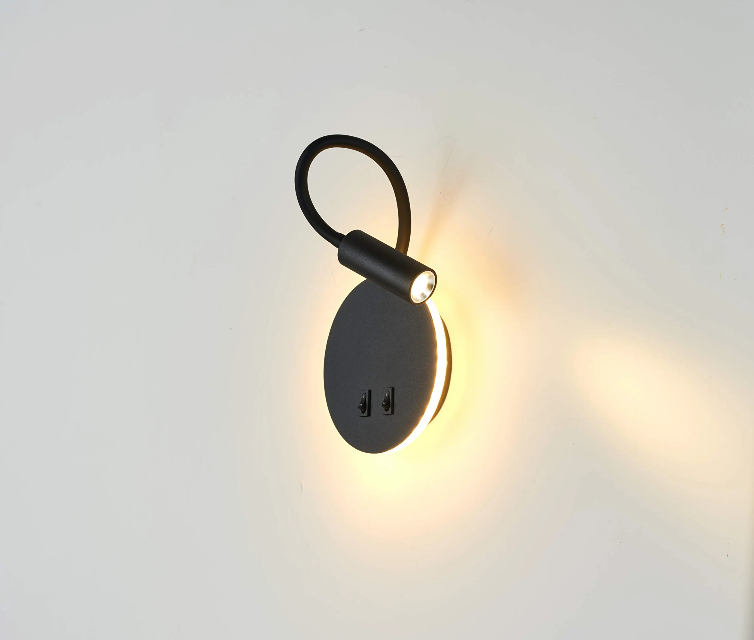 Budbuddy Lampa do Czytania LED, Czarna, z Przełącznikiem, Nowoczesna Lampa Ścienna do Łóżka, Korytarza, Sypialni, Hotelu, Lampka Nocna, 11 W